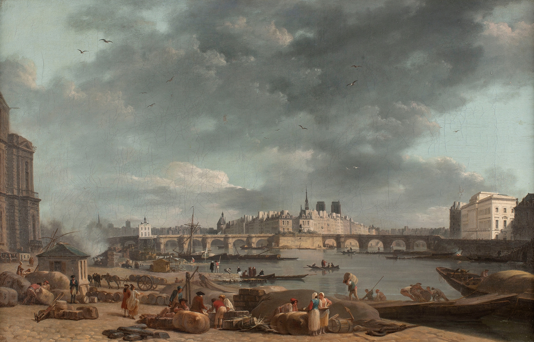 Landscape of La pointe de l’île de la Cité, oil on canvas by Alexandre-Jean Noël