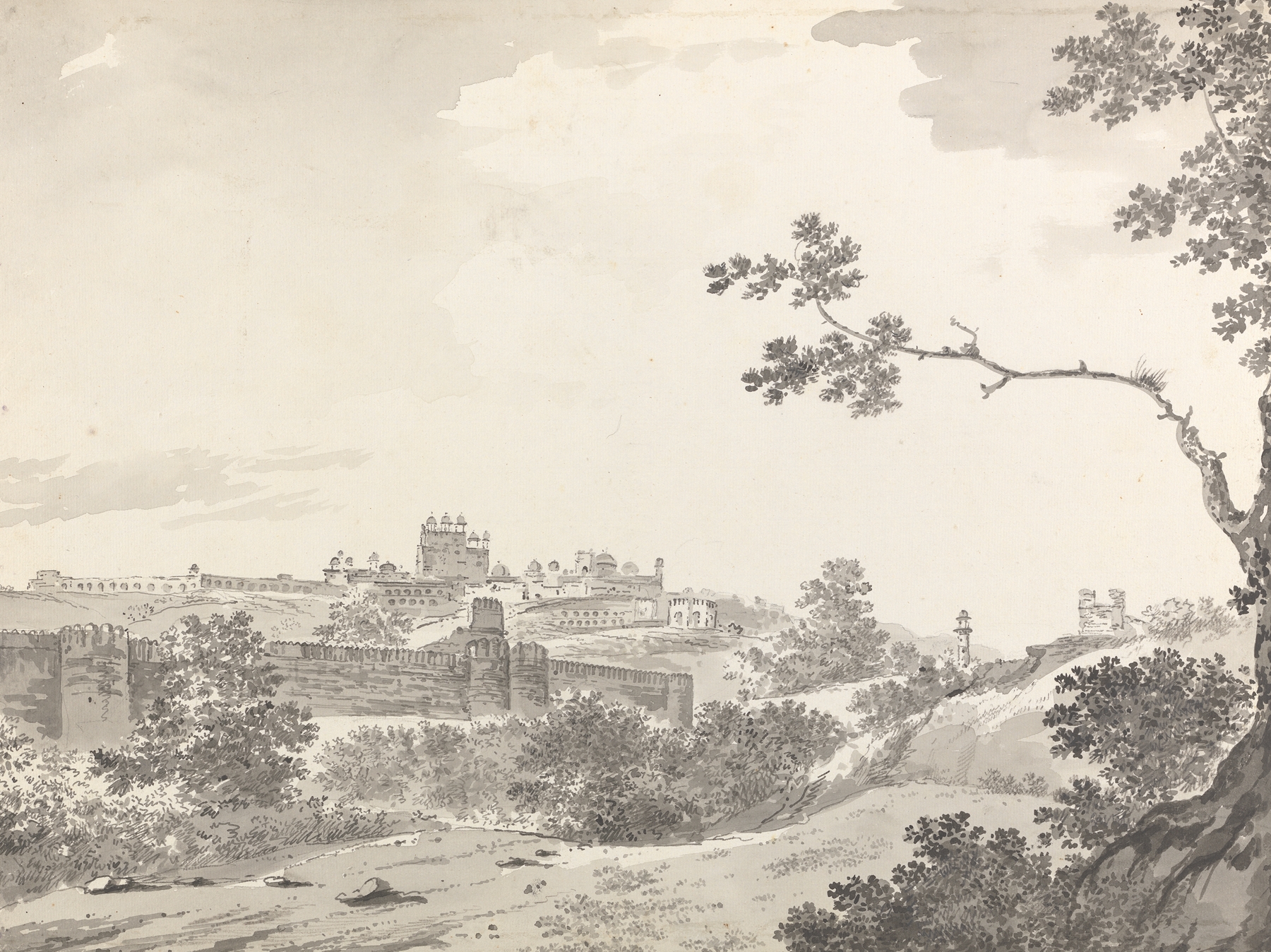 Landscape in ink on paper by William Hodges
