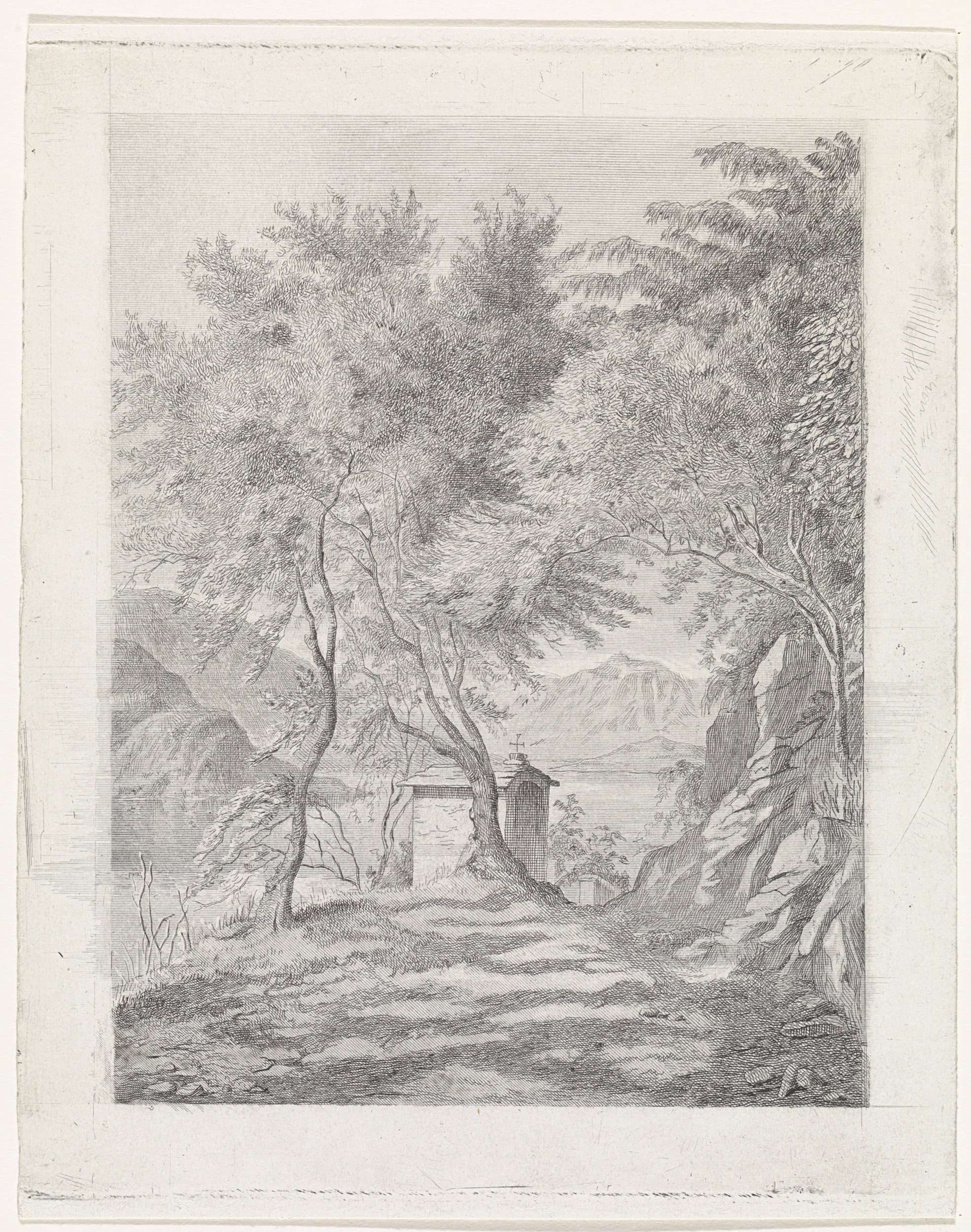 Landscape etching of Comomeer by David van der Kellen
