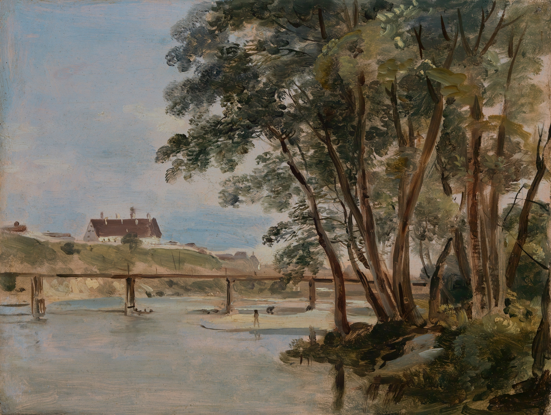 Blick von der Praterinsel über die Isar zum Siechenhaus auf dem Gasteig by Johann Georg von Dillis, oil painting