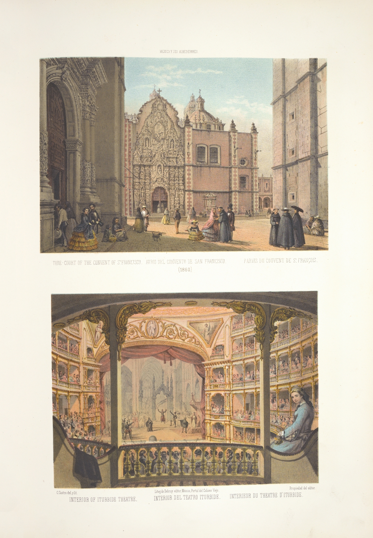 Interior of the Teatro Iturbide by C. Castro, oil painting