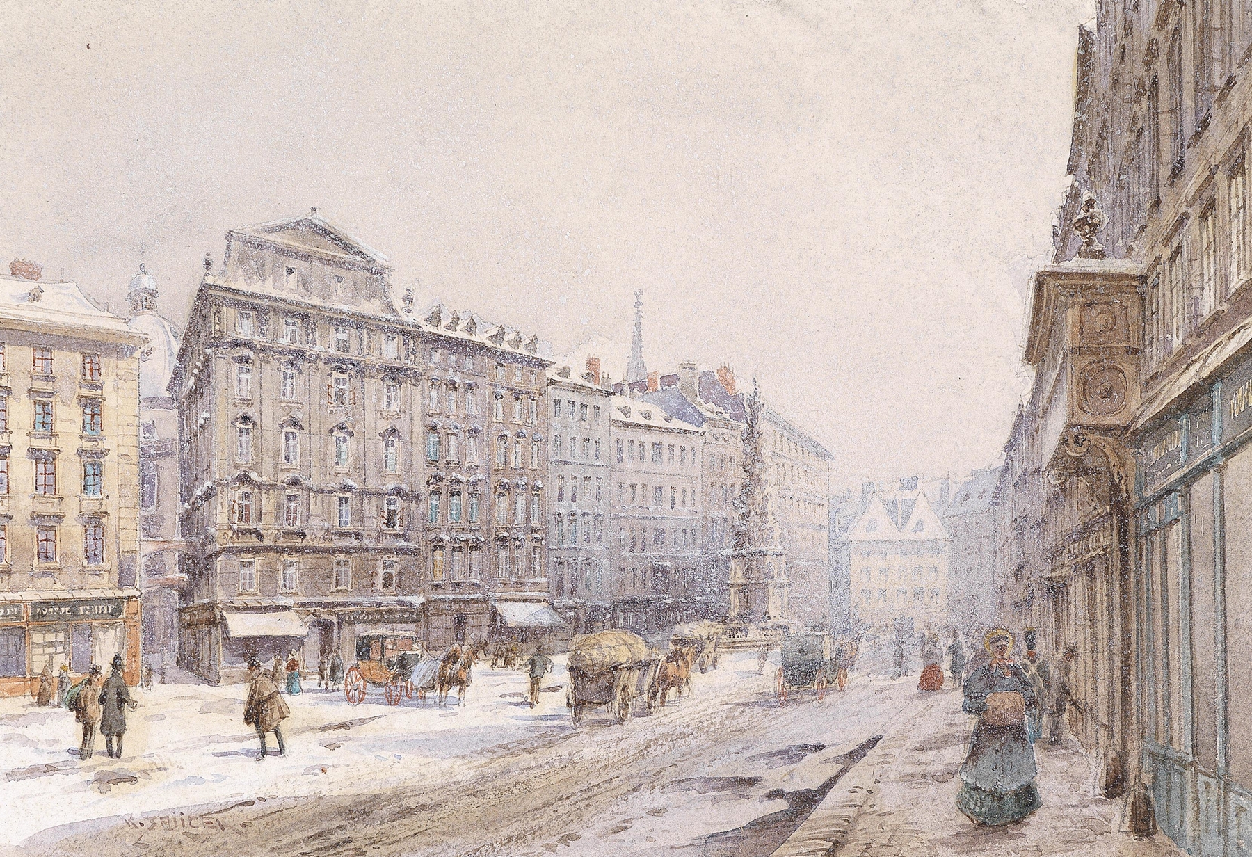 Wien Graben by Karl Wenzel Zajicek, oil painting with vibrant earth tones and swirling textures.
