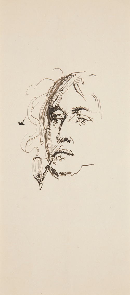 A man with a beard is smoking a pipe, wearing a dark coat and a hat.