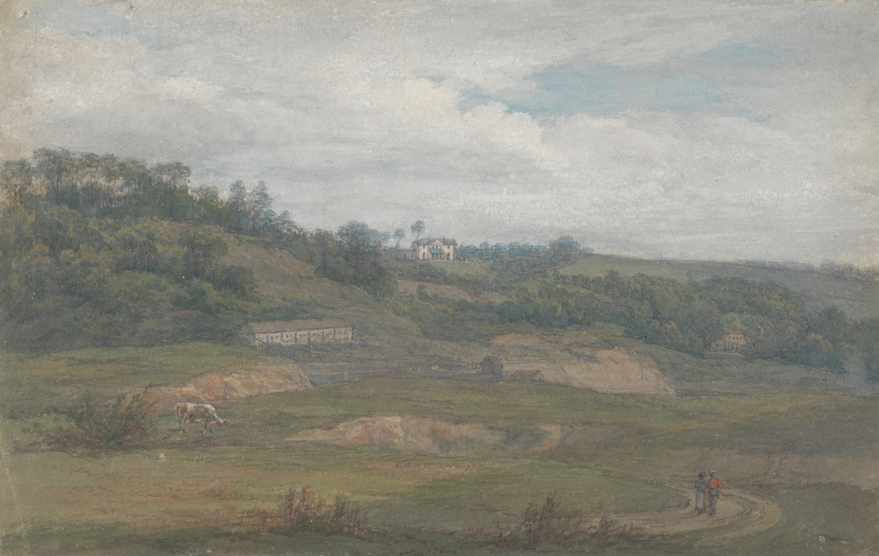 Distant View of Upnor Lodge by Mary Smirke, oil painting depicting a serene landscape.