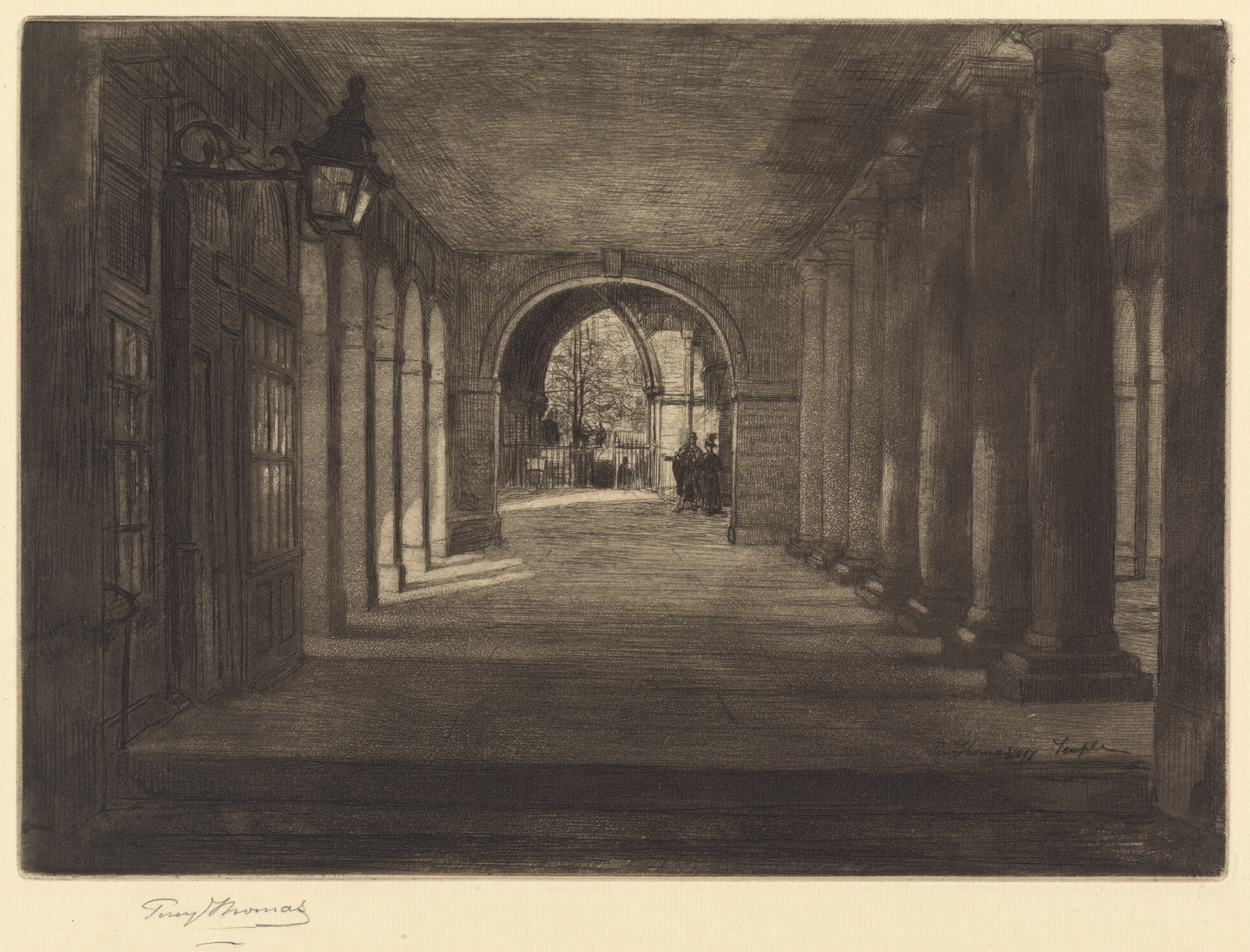 The Temple, London by Percy Thomas, Victorian style, depicting architecture with light and shadow.