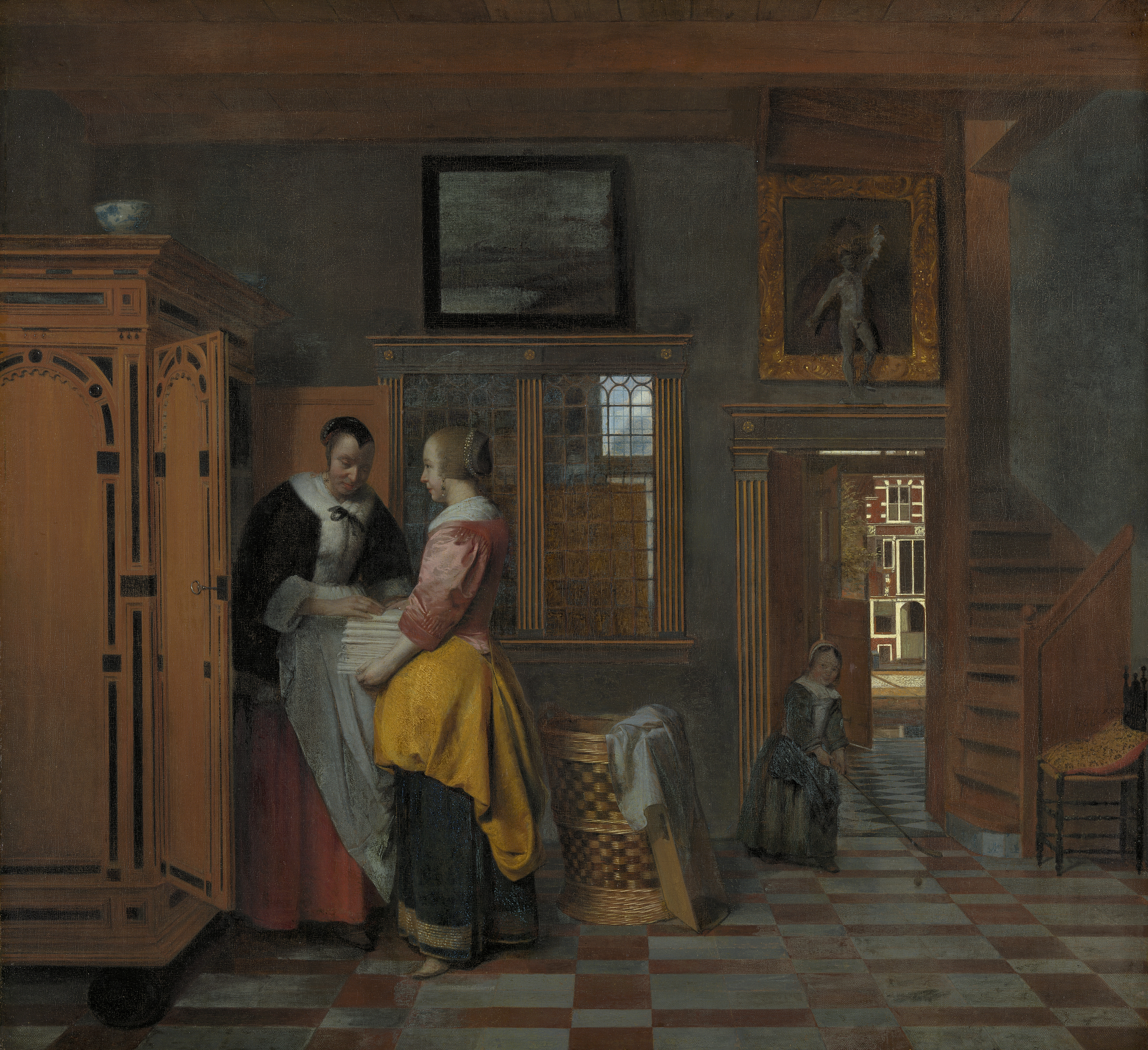 Interior with Women beside a Linen Cupboard, by Pieter de Hooch, public domain