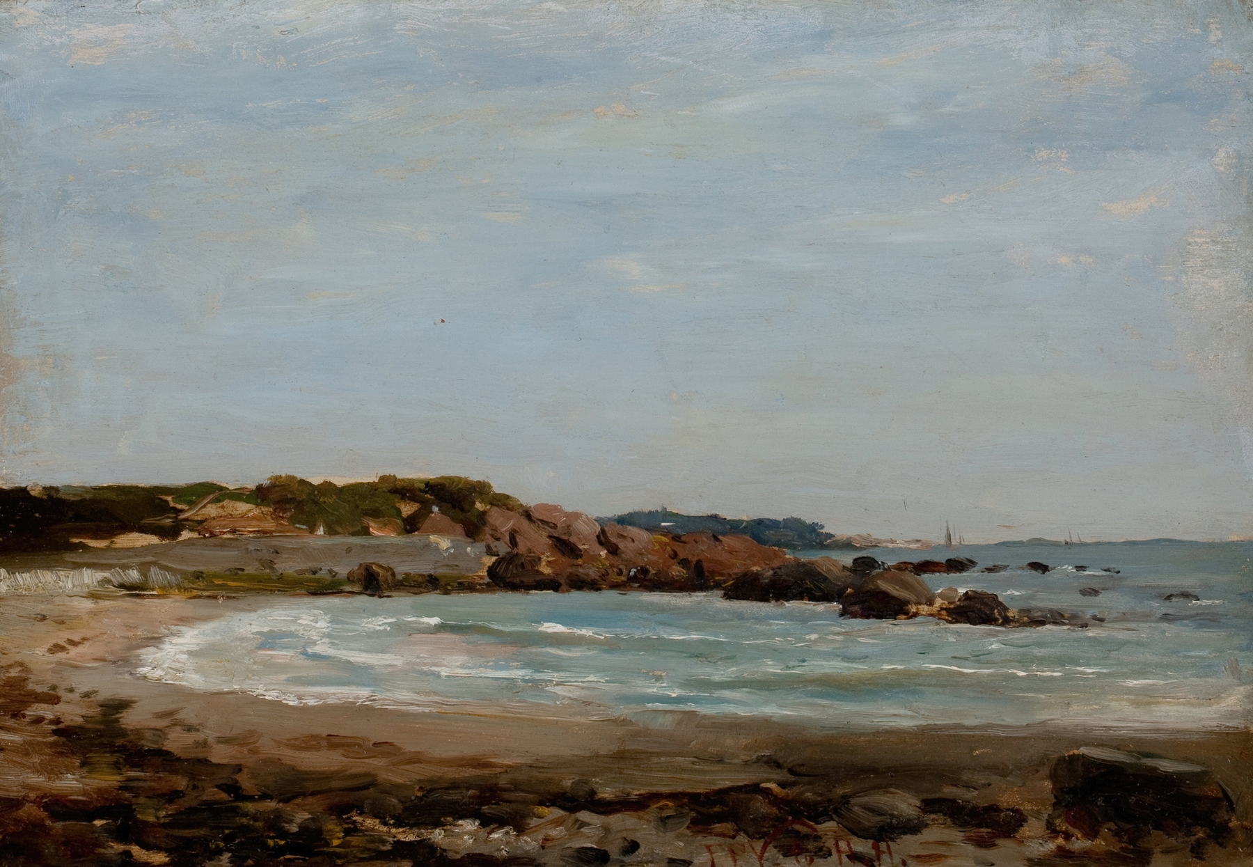 Marine scene of New England Coastline by Frederick Porter Vinton, oil painting