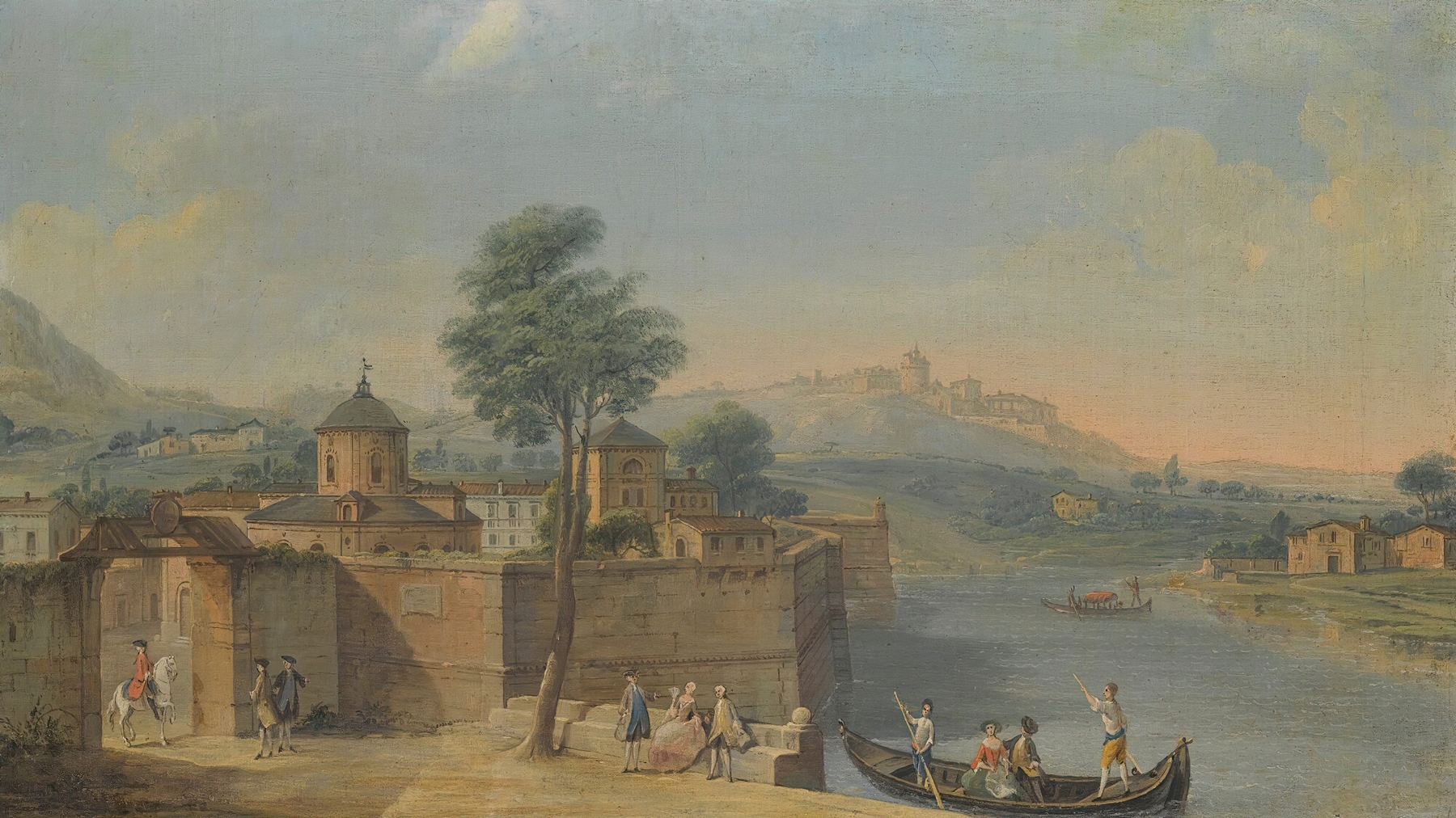 A Capriccio View Of A Walled Town by Francesco Battaglioli, oil painting