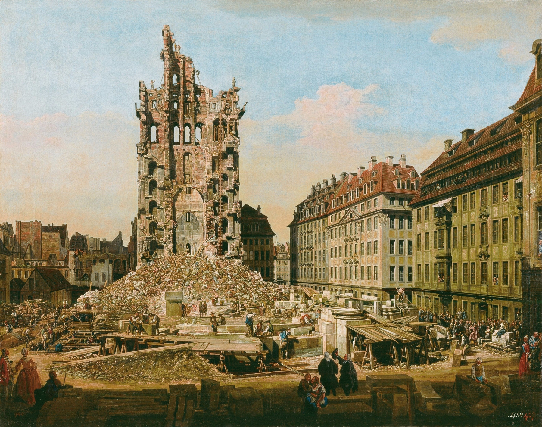 The Ruins of the old Kreuzkirche, Dresden, by Bernardo Bellotto, public domain