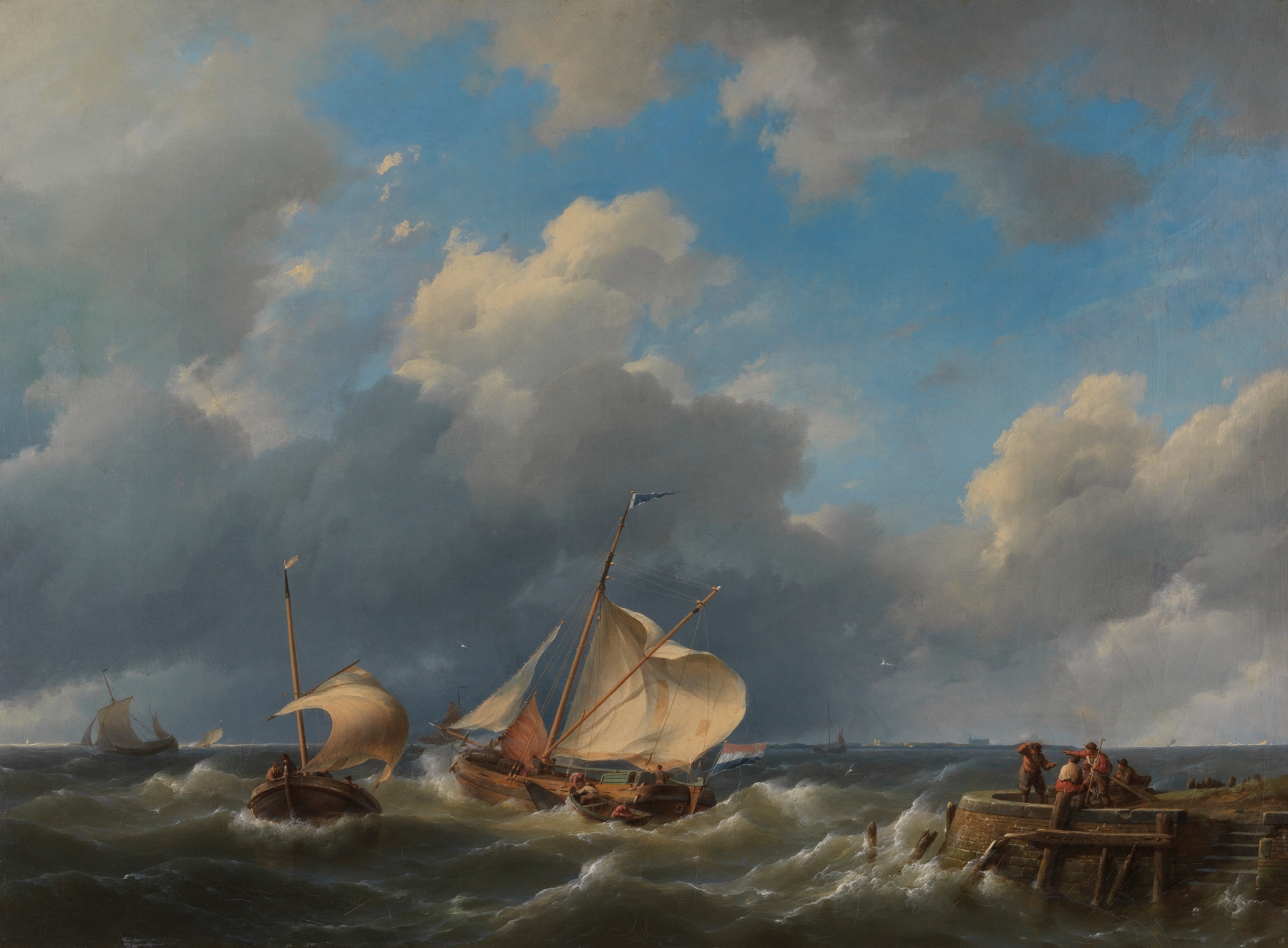 Marine by Hermanus Koekkoek the elder, oil on canvas, depicting a tranquil sea and sky
