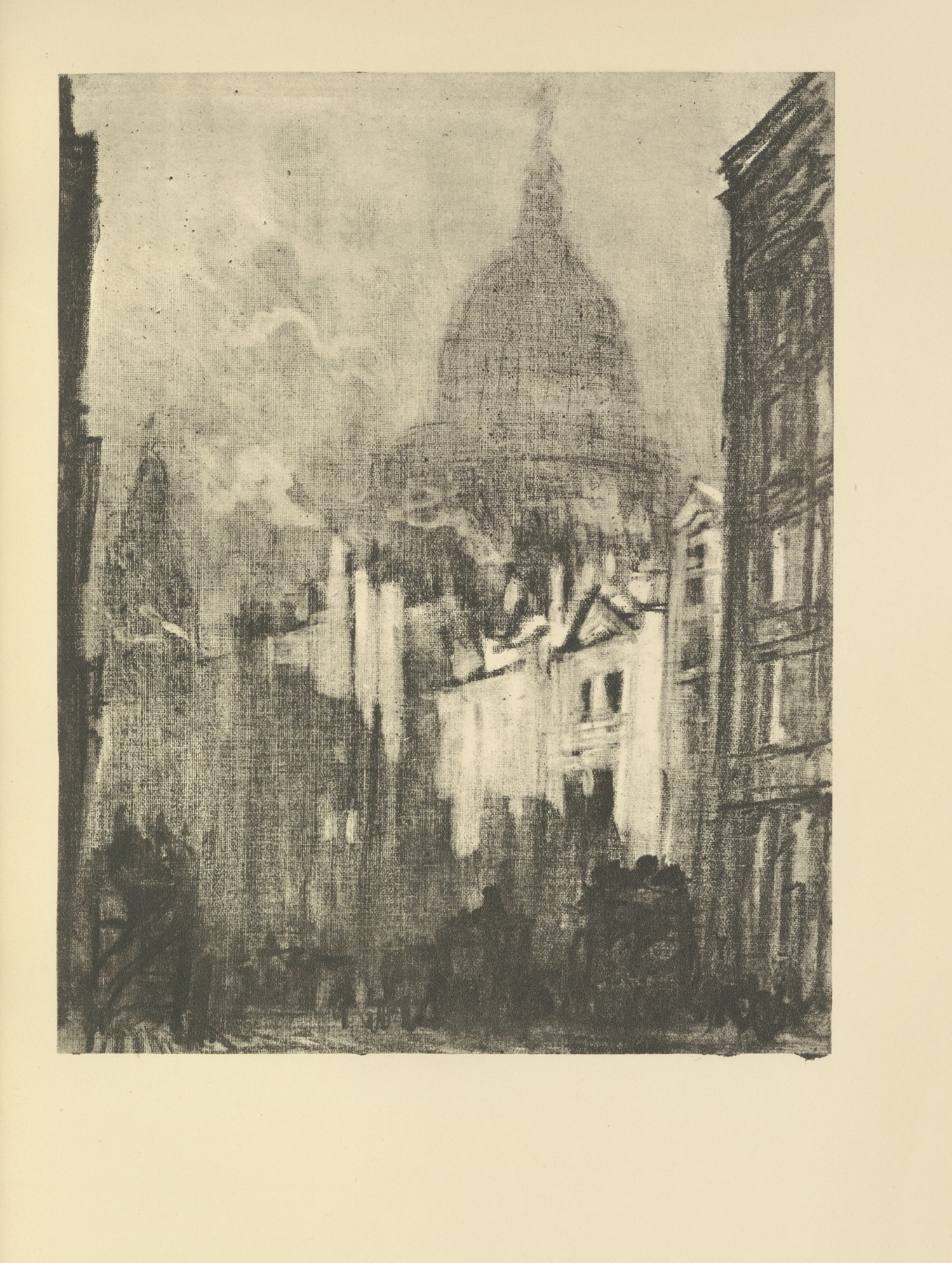 St. Paul’s Dome, from Cannon Street, by Joseph Pennell, public domain