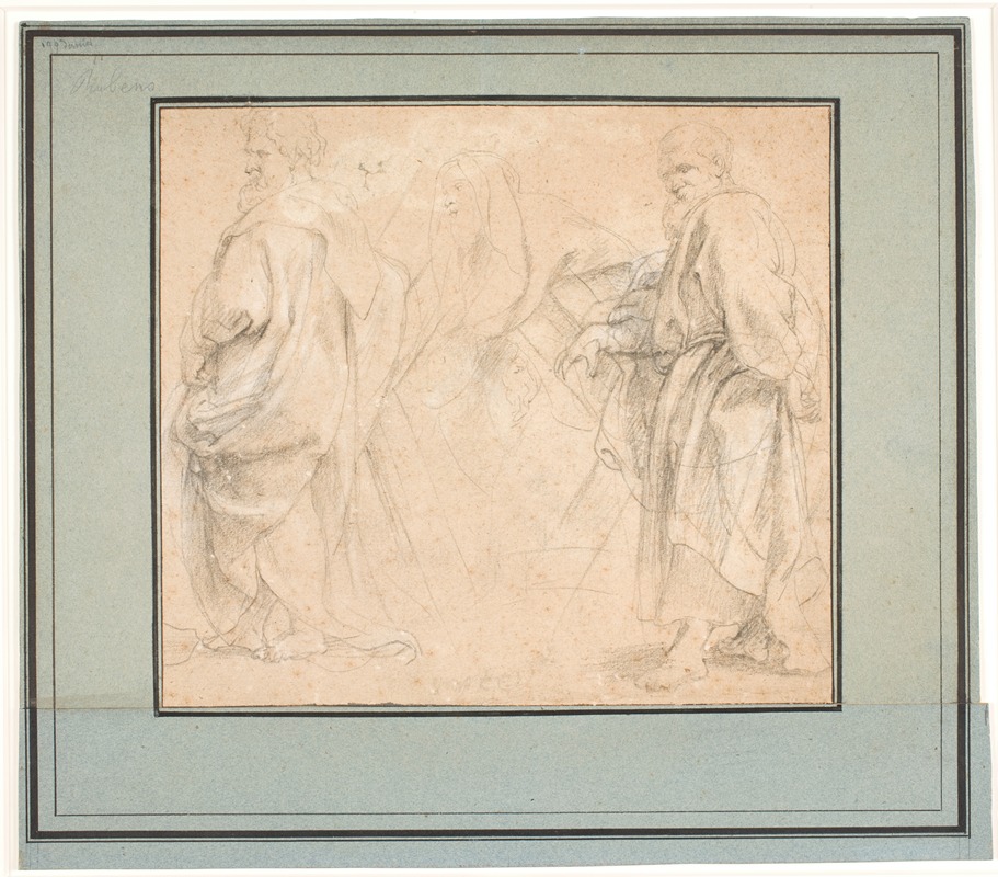 This artwork features two drafts of Apostle Andrew and a study for Melchizedek.