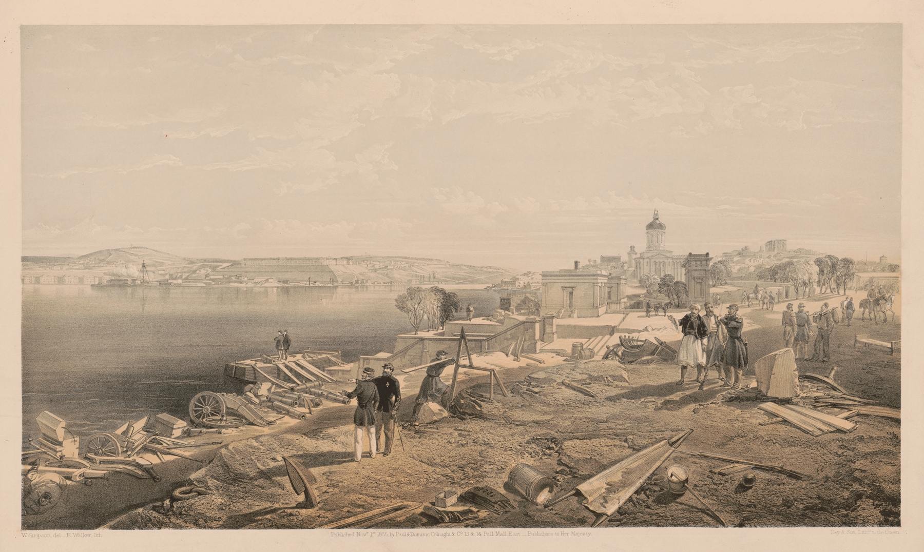 Sebastopol from the rear of Fort Nicholas, looking south, by William Simpson, public domain