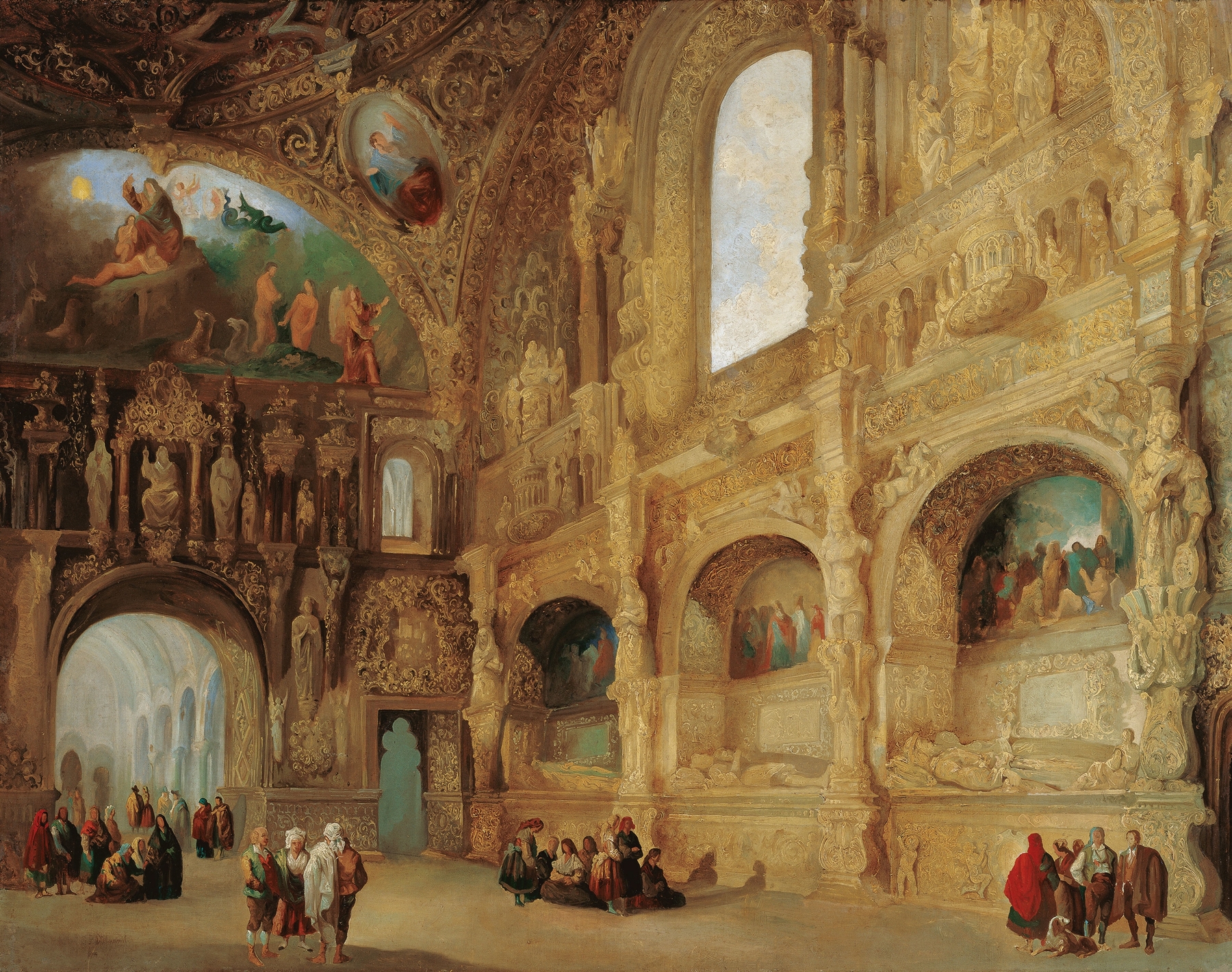 The Benavente Chapel at Medina de Rioseco, oil painting by Genaro Pérez Villaamil