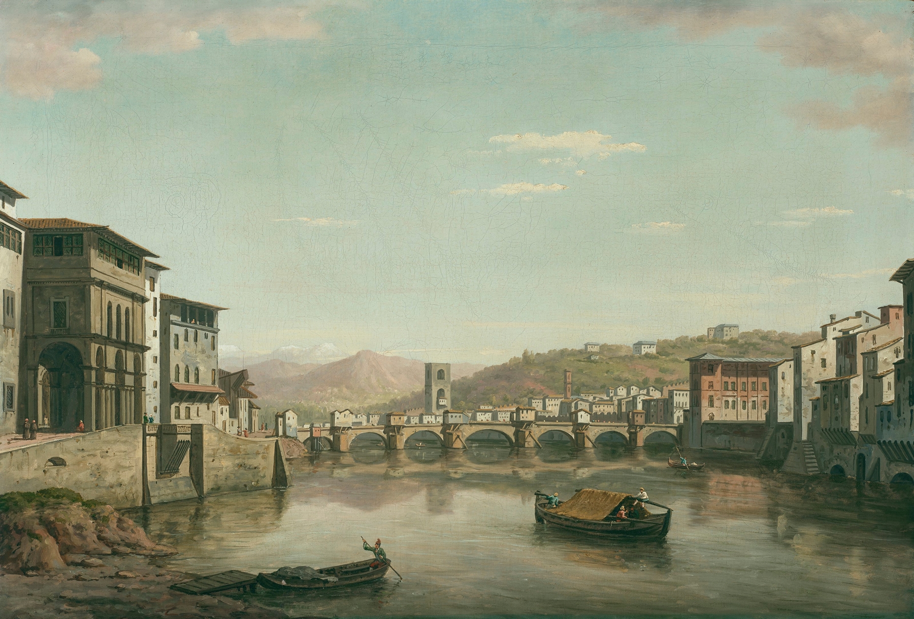 Oil painting by William Marlow depicting the Arno river at dusk