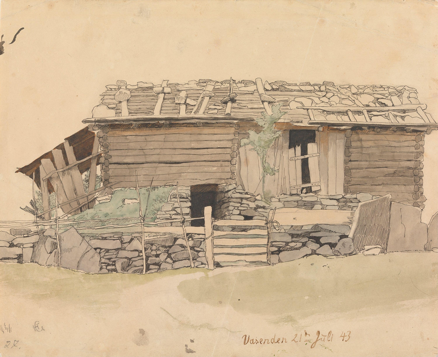 Låve og skigard, Vassenden, by Hans Gude, public domain