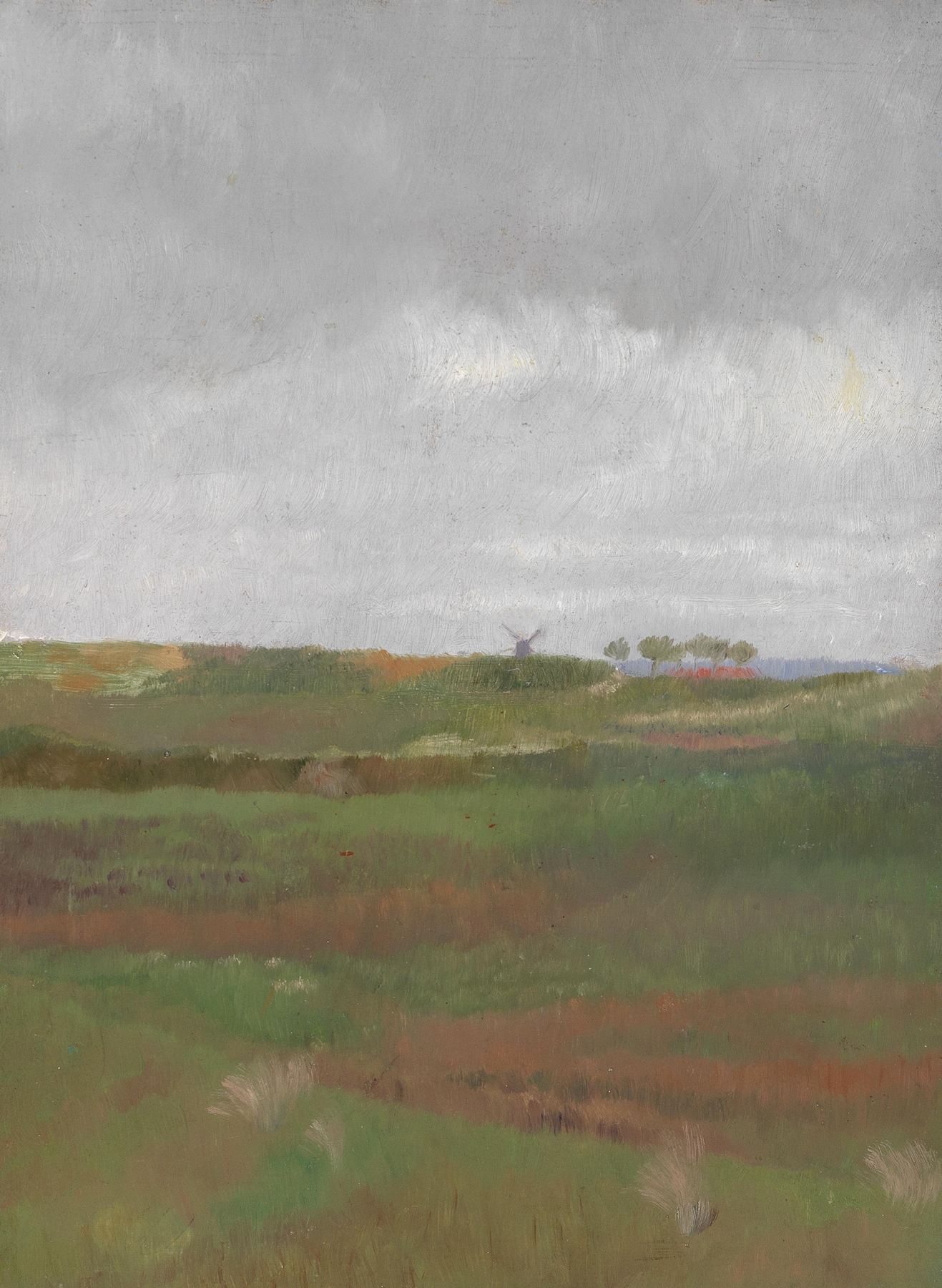Dünenlandschaft am Abend by Emilie Mediz-Pelikan, oil painting depicting gentle dunes at twilight.