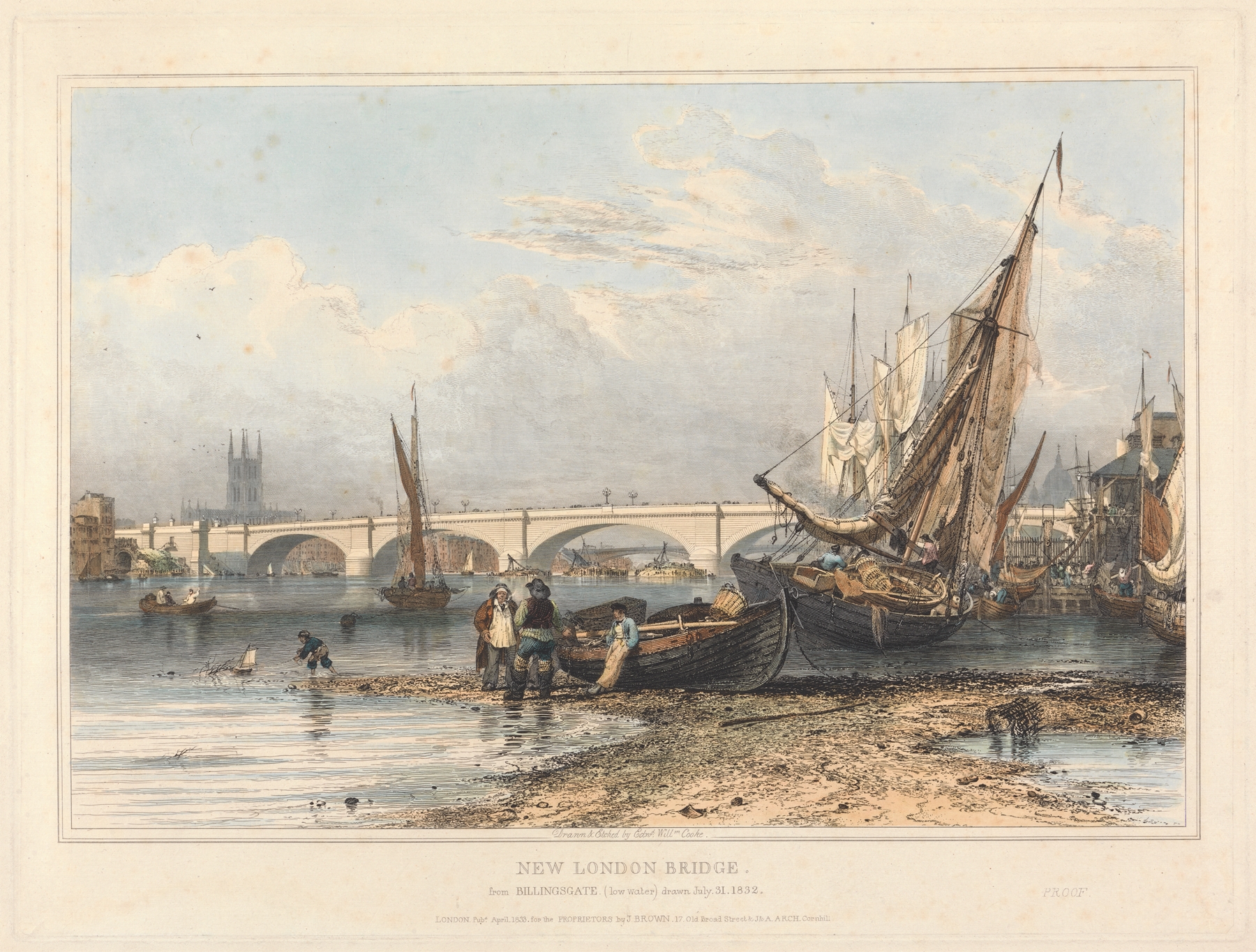 New London Bridge from Billingsgate, by Edward William Cooke, public domain