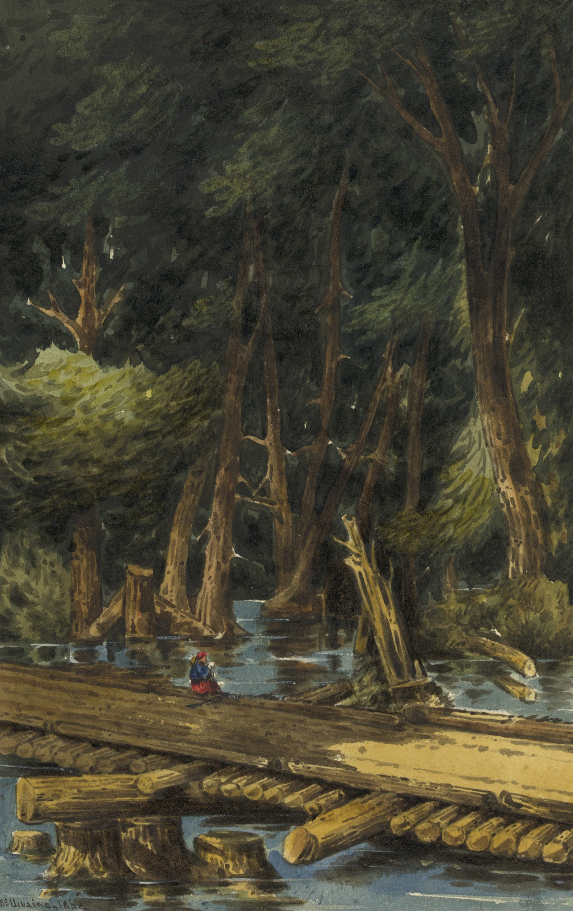 Landscape depicting the Chickahominy River at dawn by William McIlvaine, oil painting