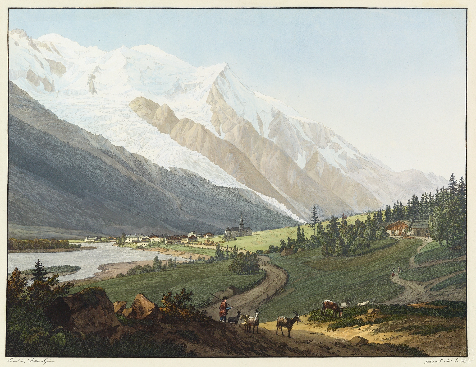 Landscape with mountains and a glacier by Jean-Antoine Linck, medium unknown.