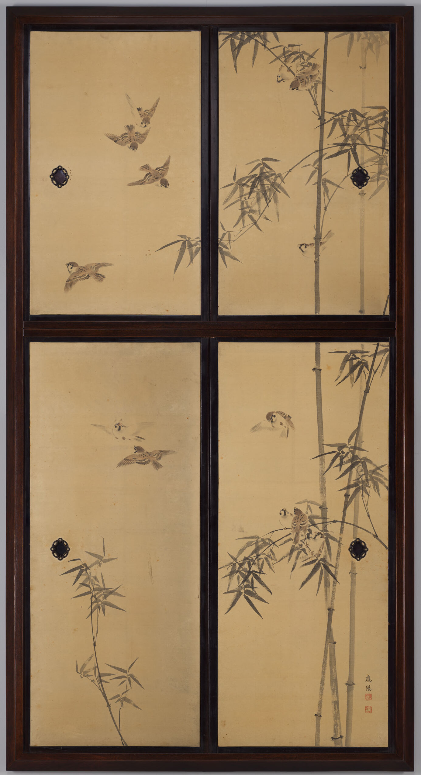 Bamboo and Sparrows, by Kunii Oyo 国井応陽, public domain