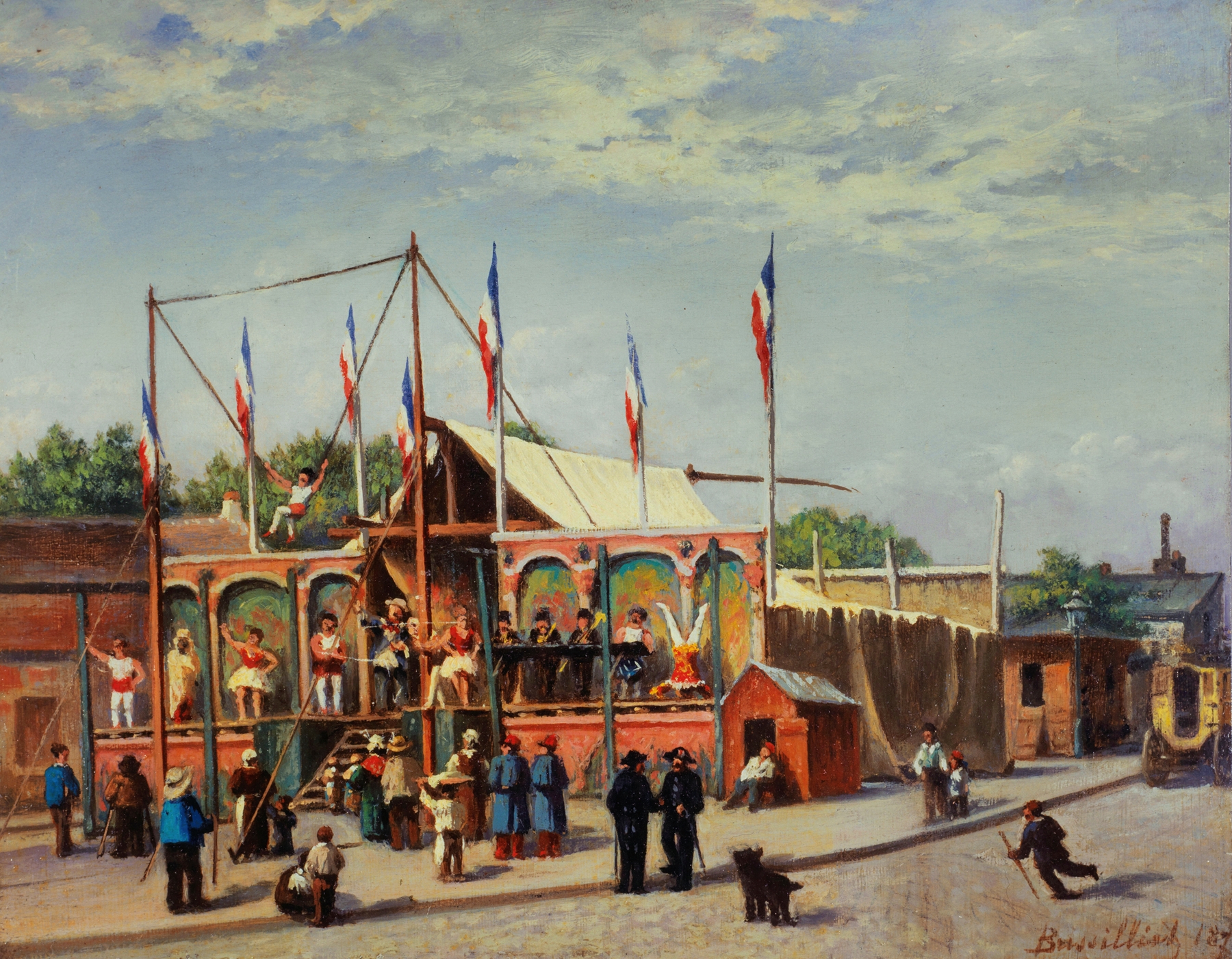 La Baraque du lutteur Dubois, boulevard de la Villette, by C. Bussilliet, public domain