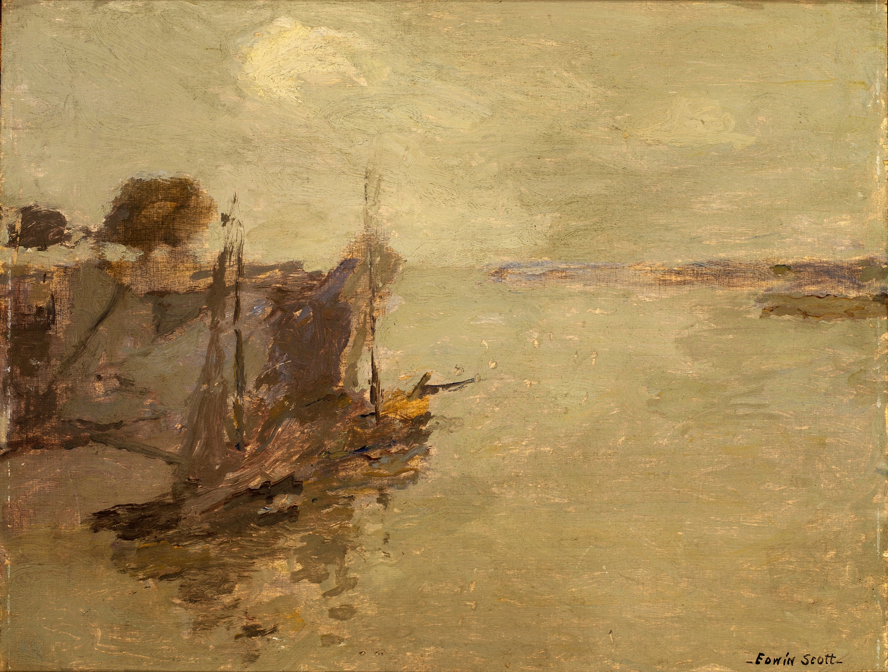 Honfleur Fishing Boats no. 2, by Frank Edwin Scott, public domain