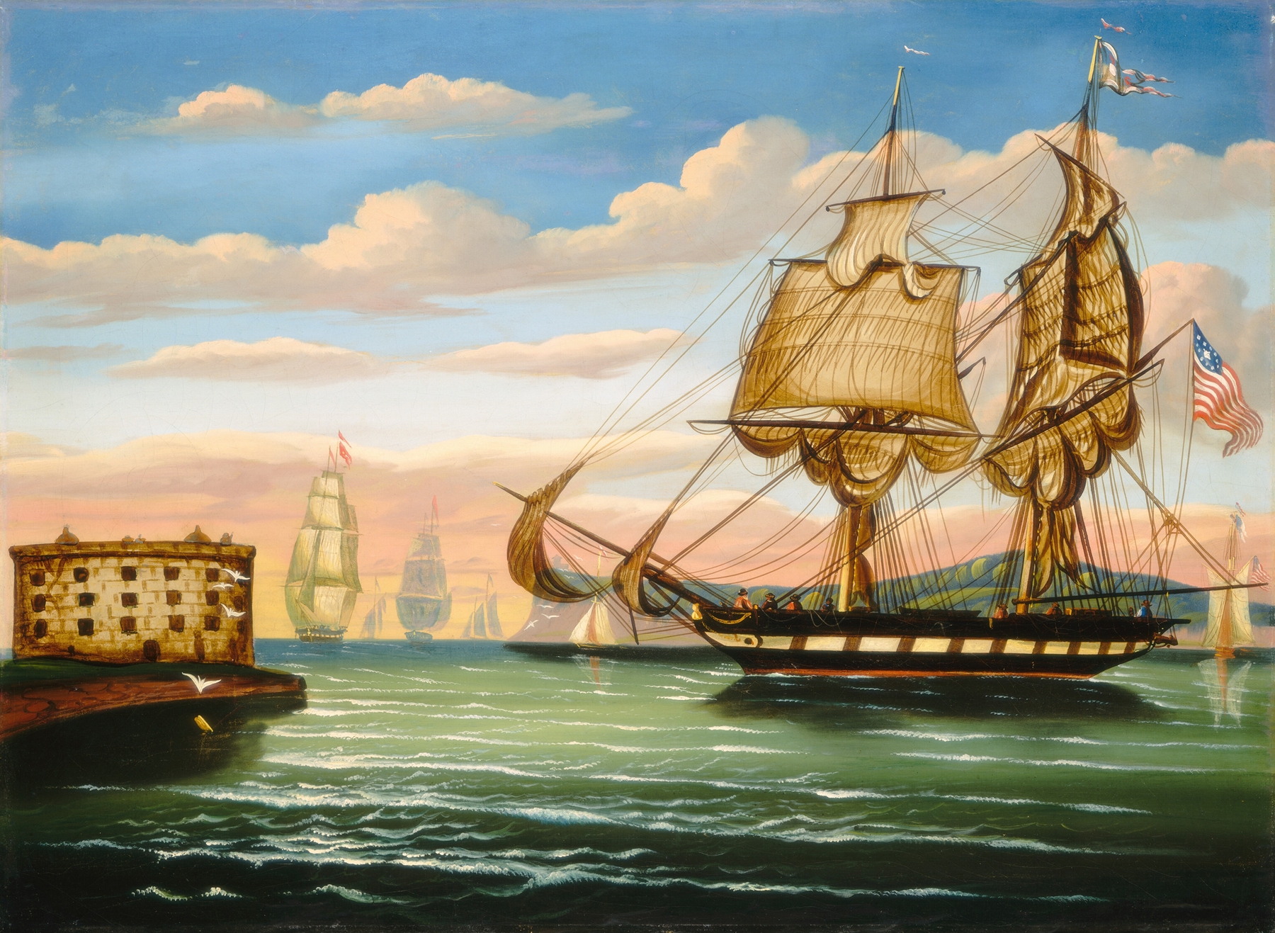 Bay of New York, Sunset, by Thomas Chambers, public domain