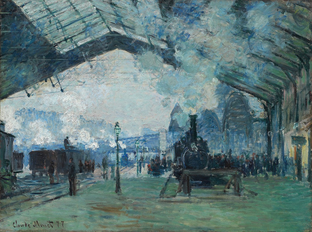 Monet's painting captures the bustling scene at Gare Saint-Lazare.
