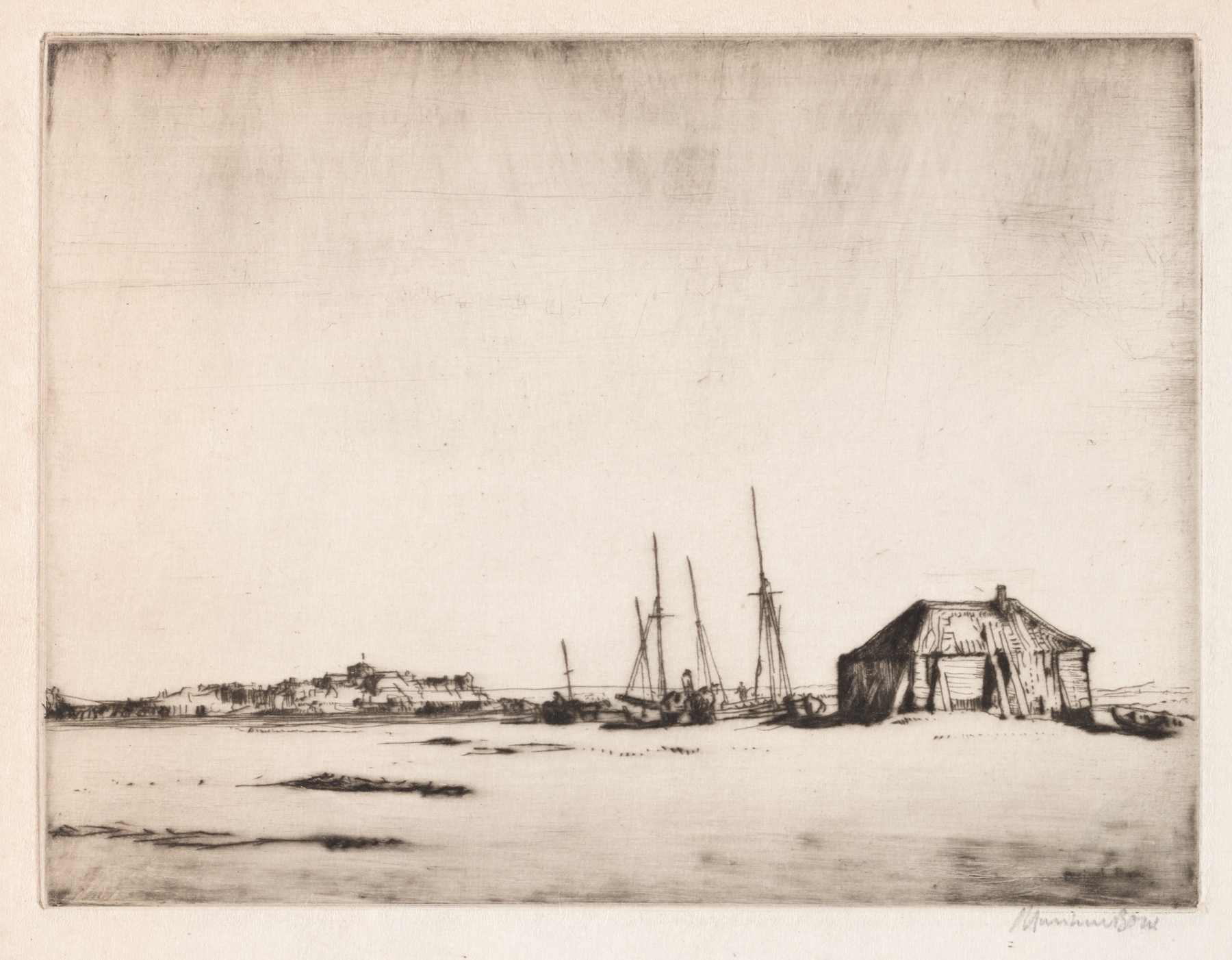 Rye, from Camber, by Muirhead Bone, public domain