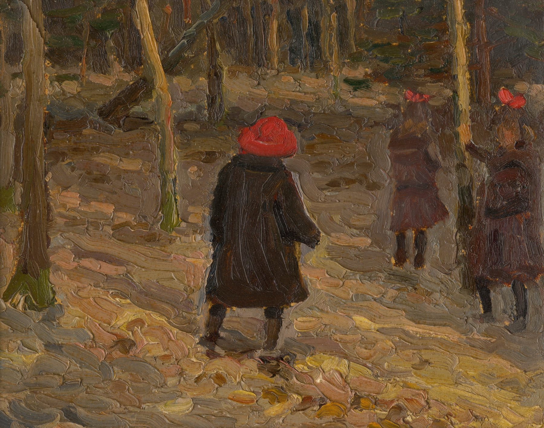 Children playing in a park, oil painting by Jozef Teodor Mousson