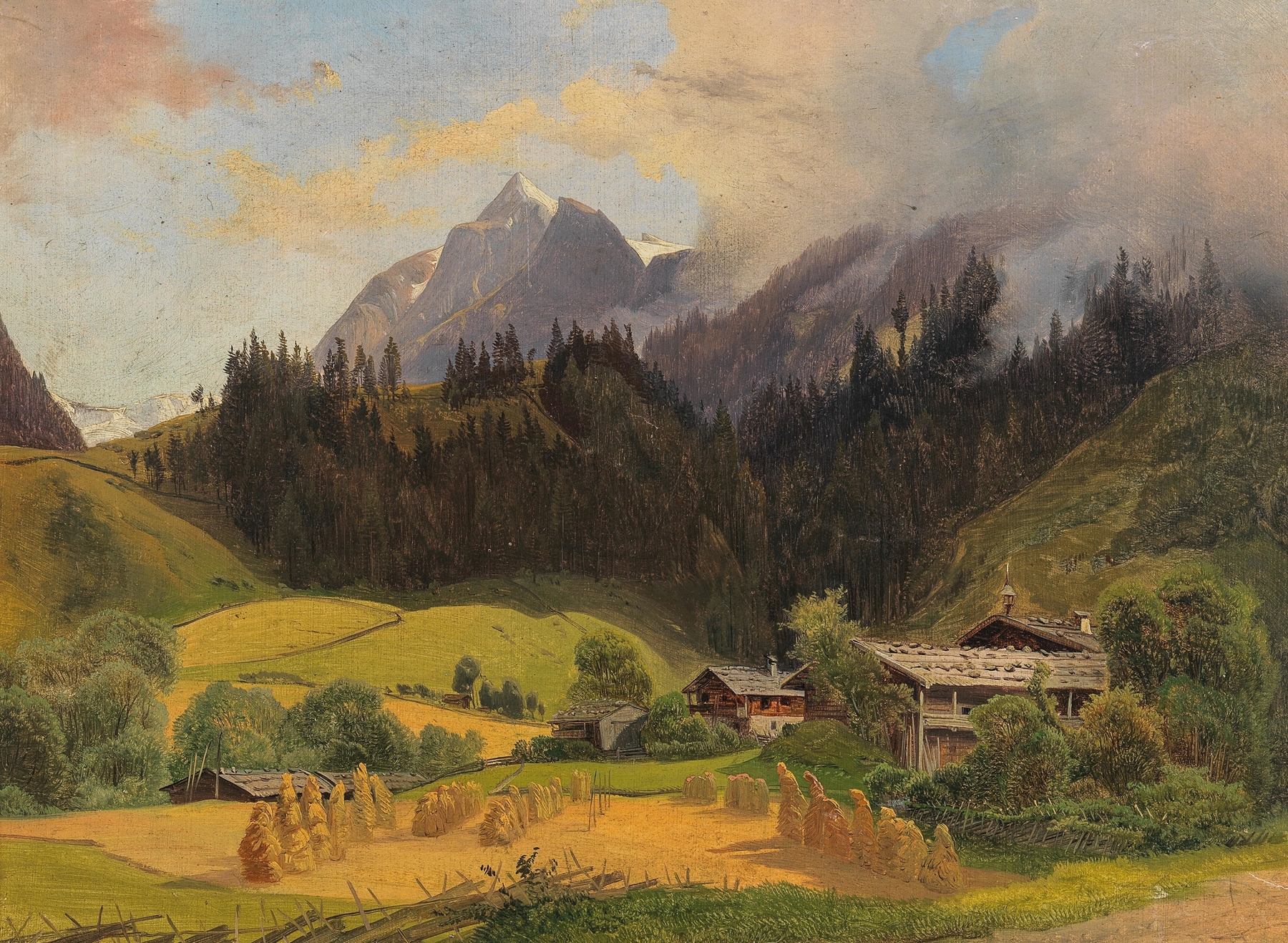 Landscape with dawn light over hills by Joseph Holzer
