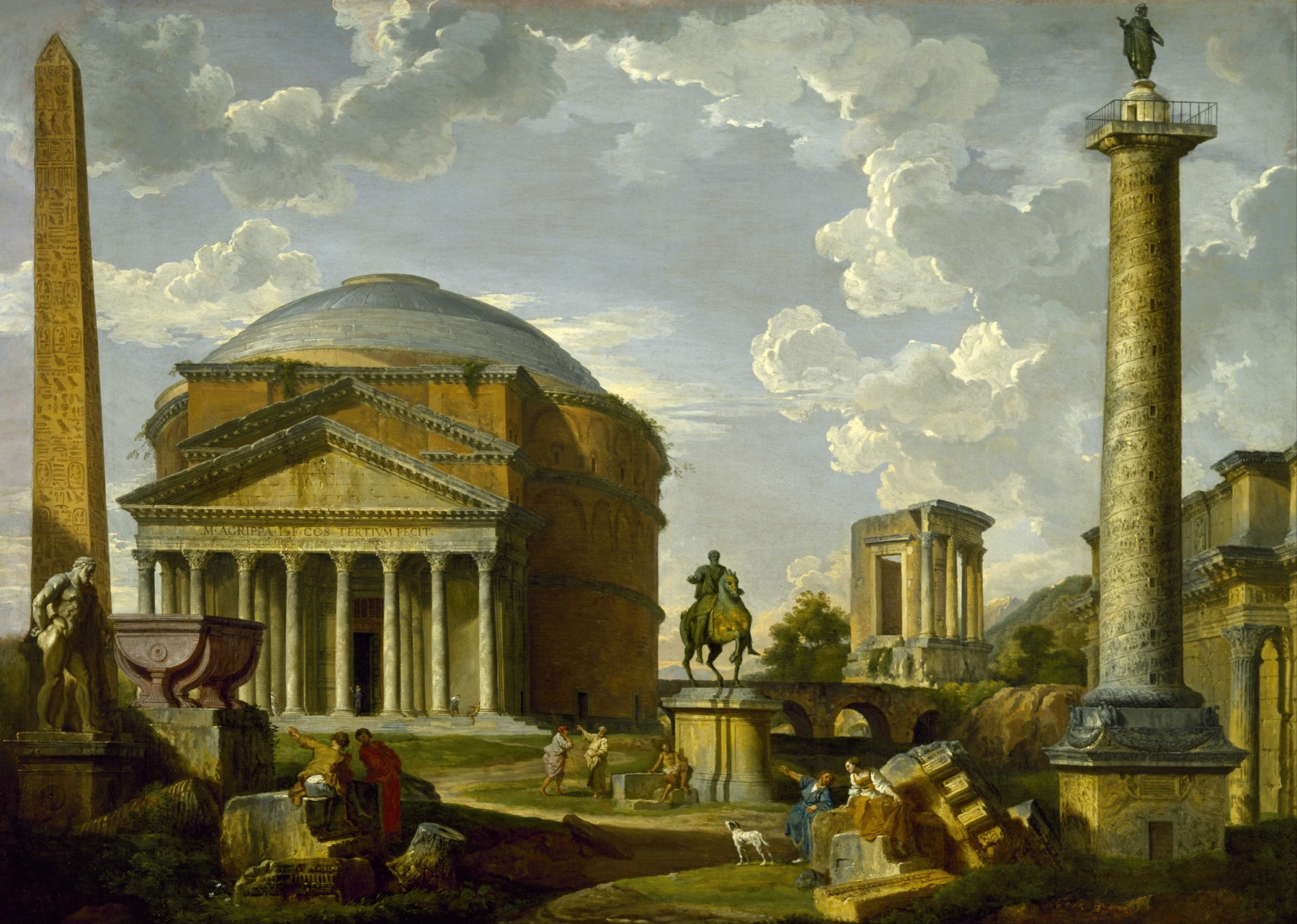 Fantasy View with the Pantheon and other Monuments of Ancient Rome, by Giovanni Paolo Panini, public domain