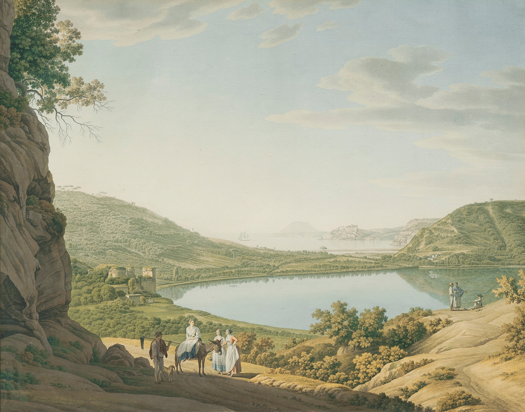 Lake Averno, by Giovanni Battista Lusieri, public domain