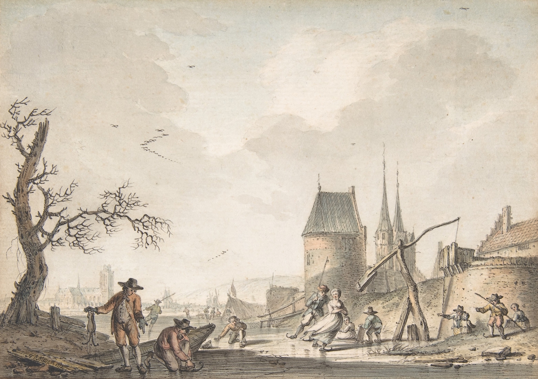 Winter landscape with trees and snow by Hendrik Meijer, 1776