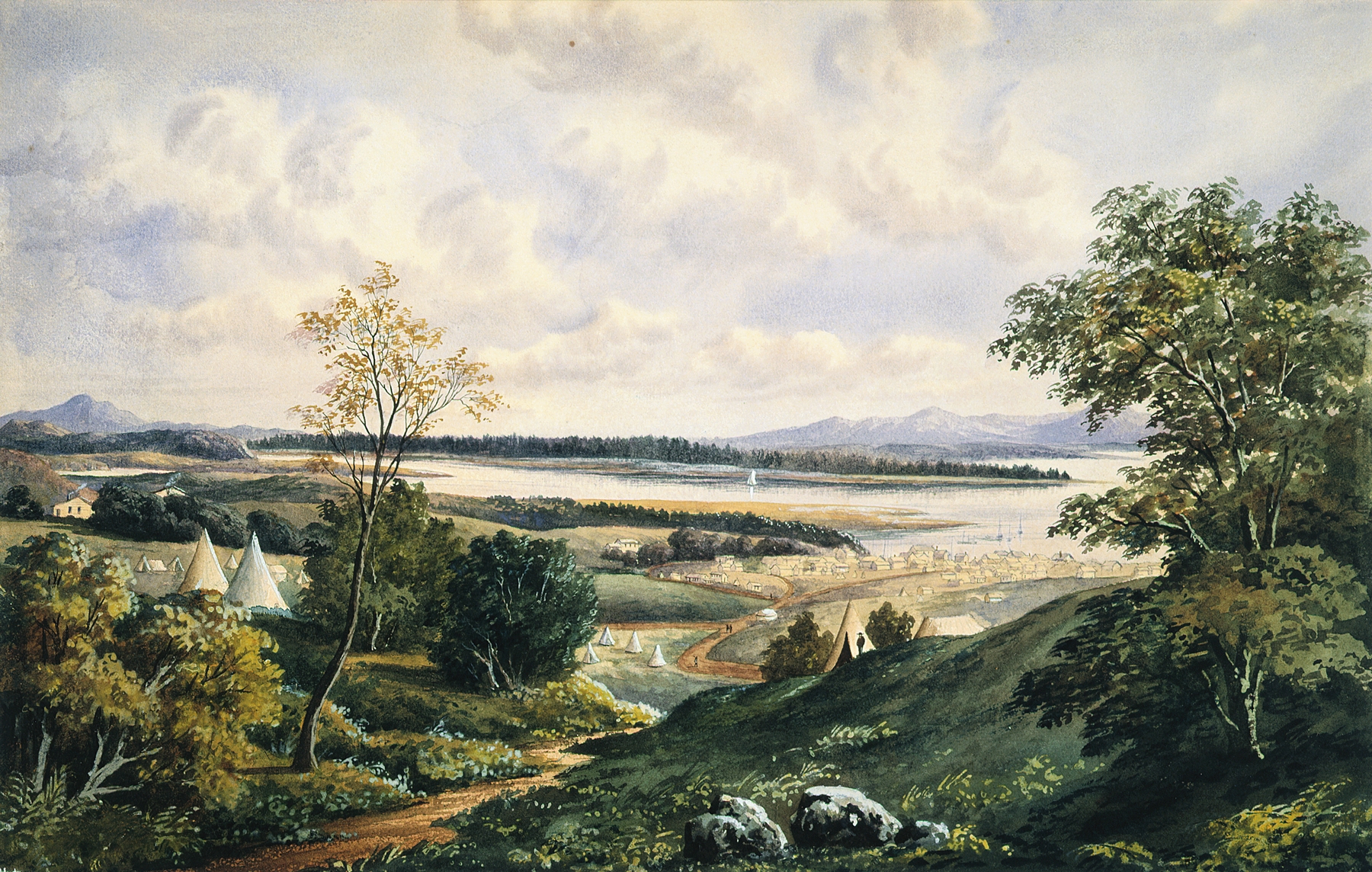 Landscape of the Thames River by John Hoyte, 1868, depicting a serene natural scene.