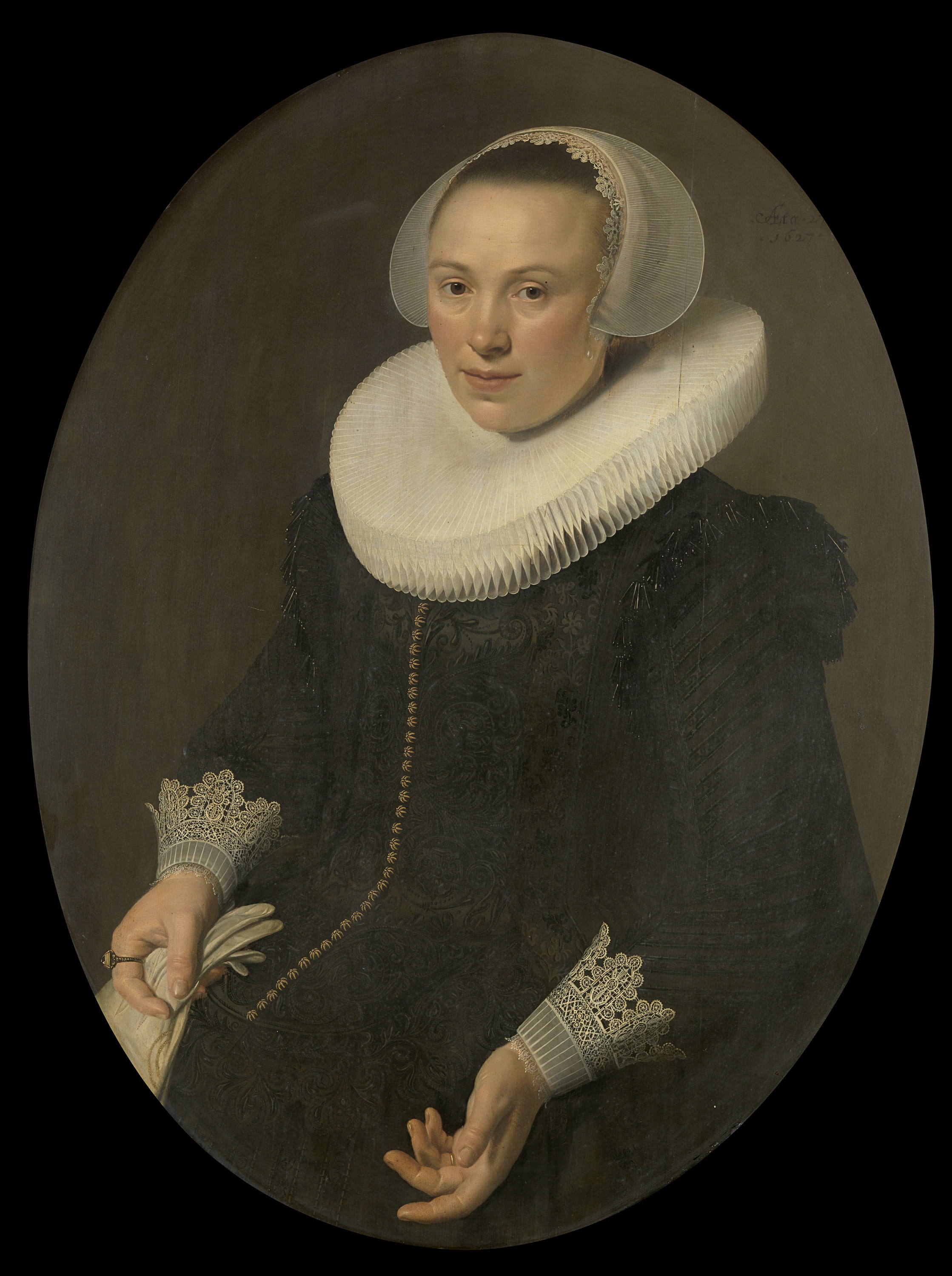 Portrait of Maria Joachimsdr Swartenhont, oil on panel by Nicolaes Eliasz Pickenoy