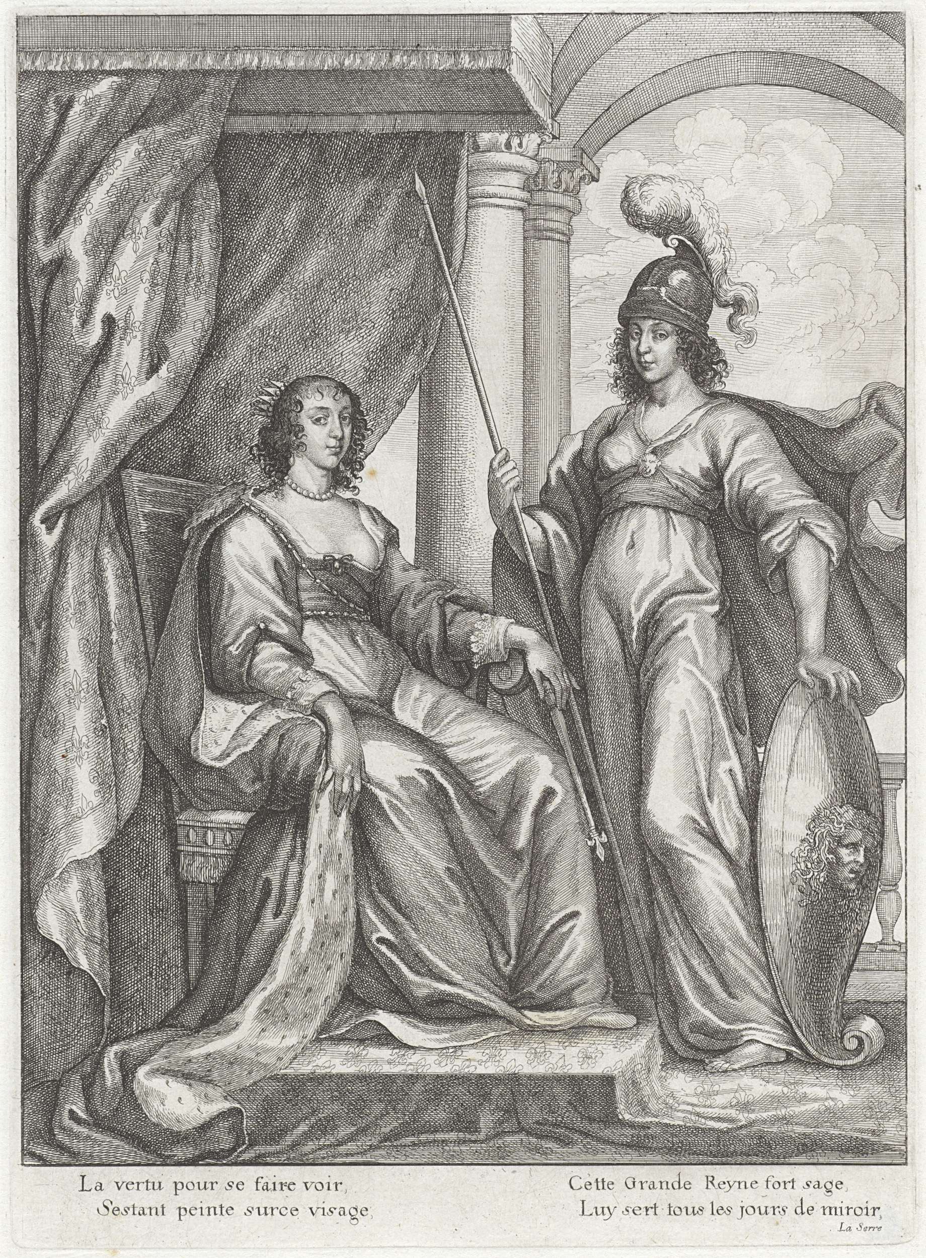 Portrait of Henrietta Maria van Bourbon, queen of England, etching by Wenceslaus Hollar