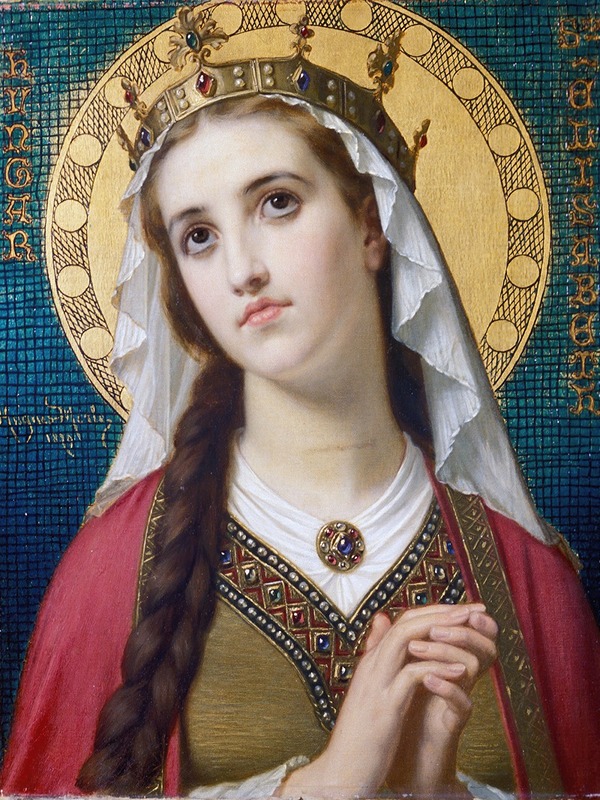 Saint Elizabeth of Hungary by Hugues Merle depicts a compassionate figure in a serene setting.