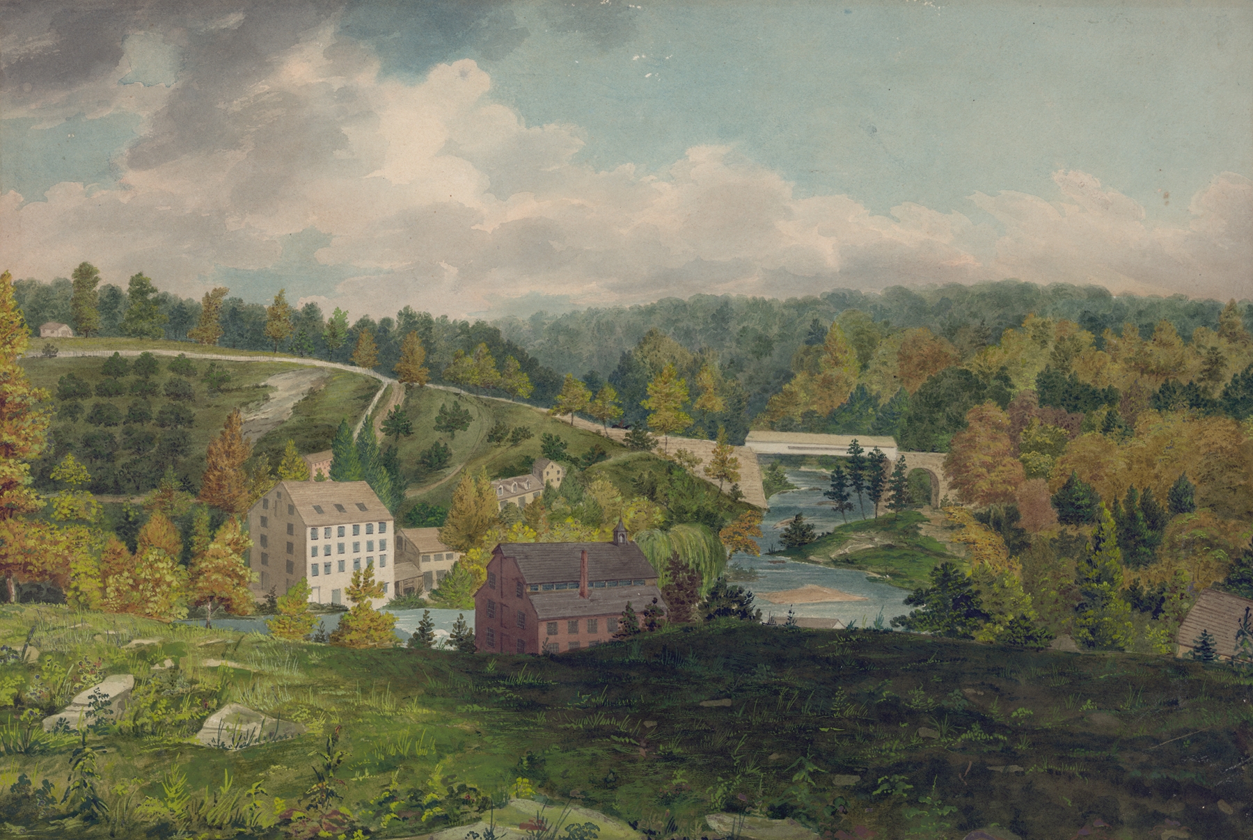 Mill on the Brandywine, Delaware, by John Rubens Smith, public domain