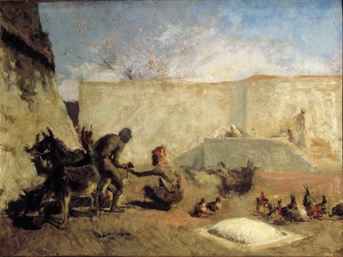 A depiction of a Moroccan horseshoer at work.