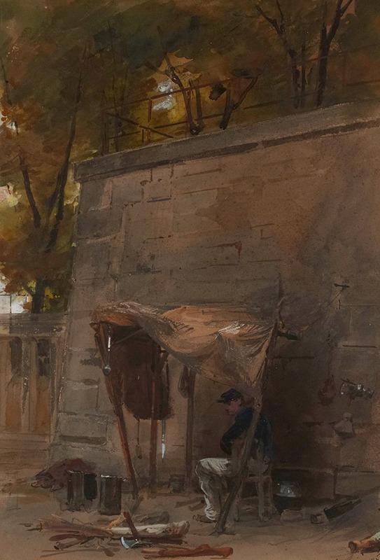 A historical painting depicting a soldier from the 19th century.