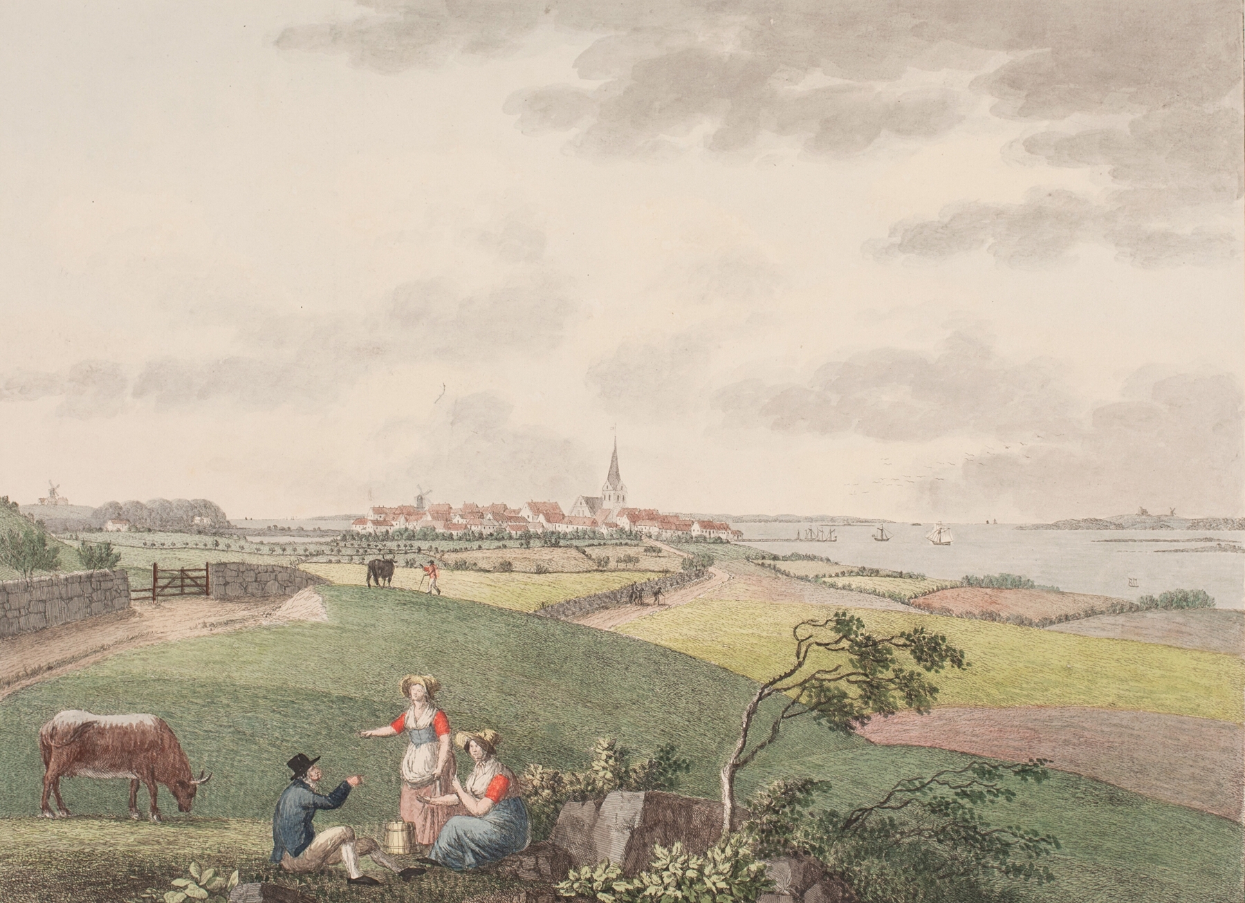 Landscape of Rudkøbing på Langeland by Søren L. Lange, oil painting