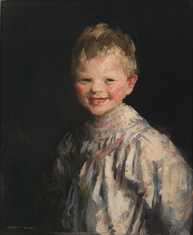 A joyful child captured in a moment of laughter.
