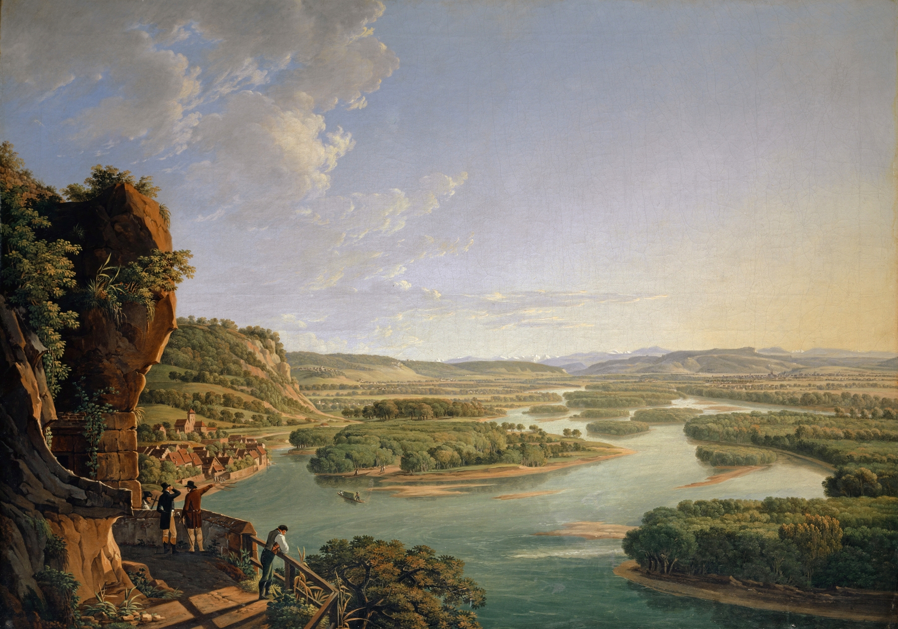 Oil painting by Peter Birmann depicting the Rhine River and horizon.