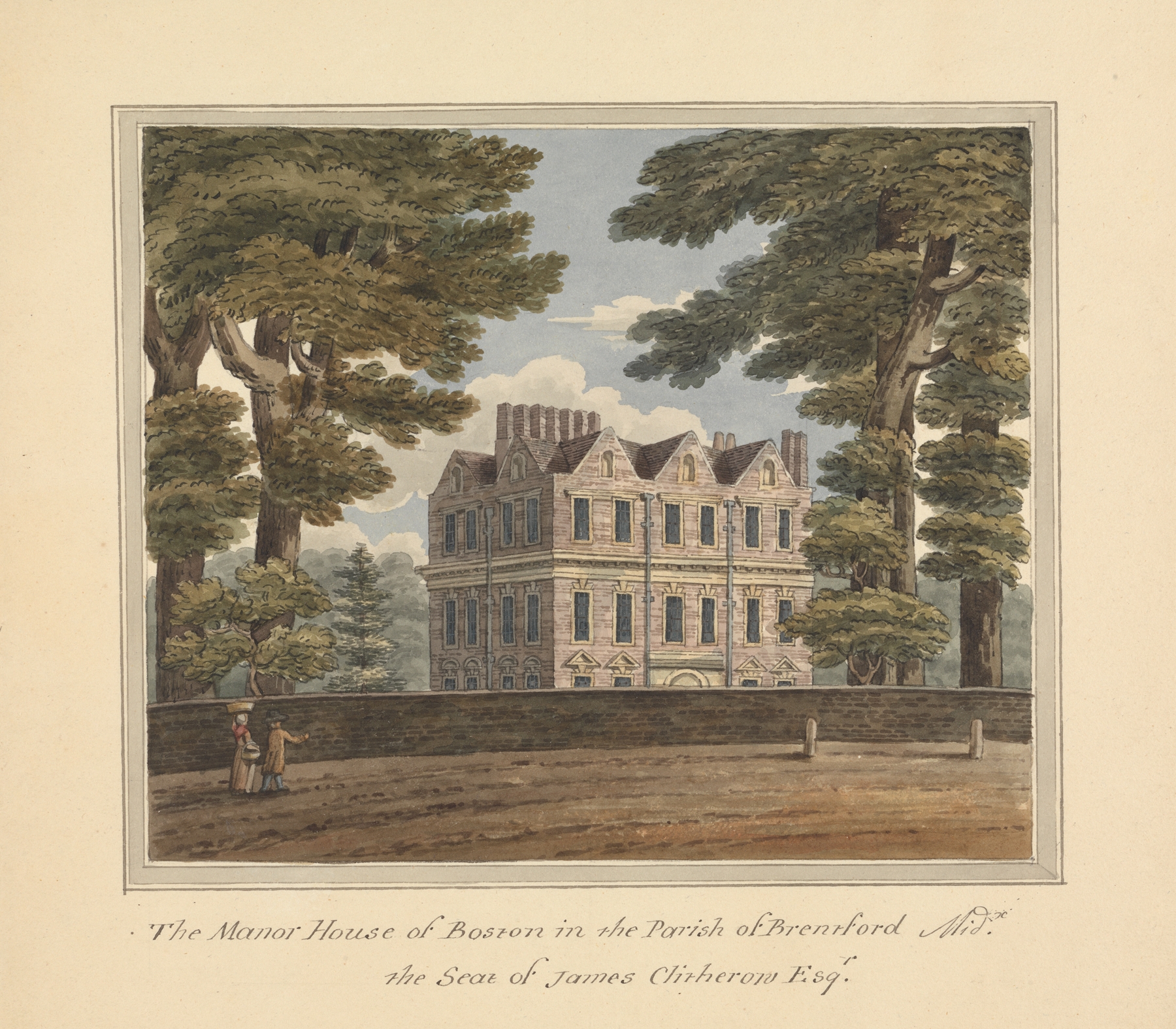 Landscape featuring Boston Manor by Charles Tomkins, unknown medium