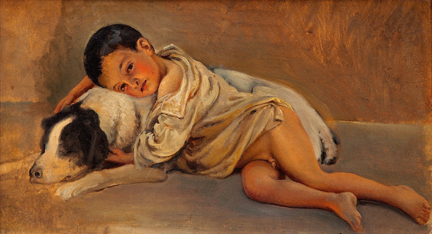 A study of a Neapolitan boy and his dog, showcasing everyday life.