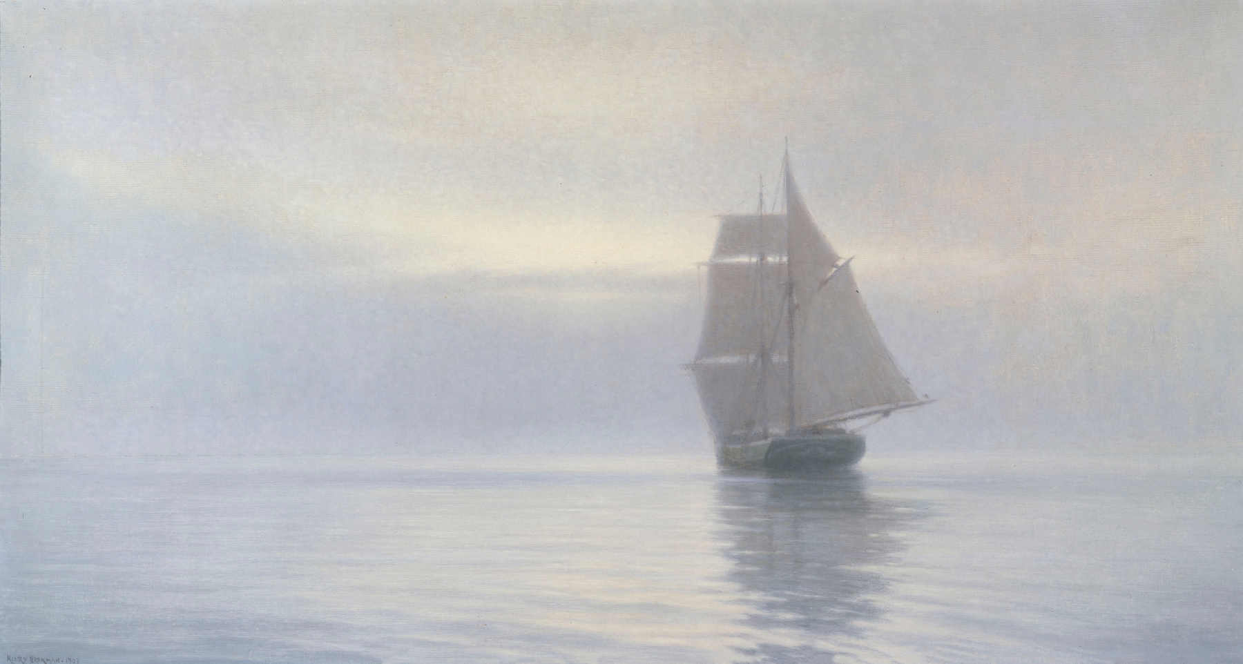 Portrait of Alda in a serene landscape, oil on canvas by Henry Brokman