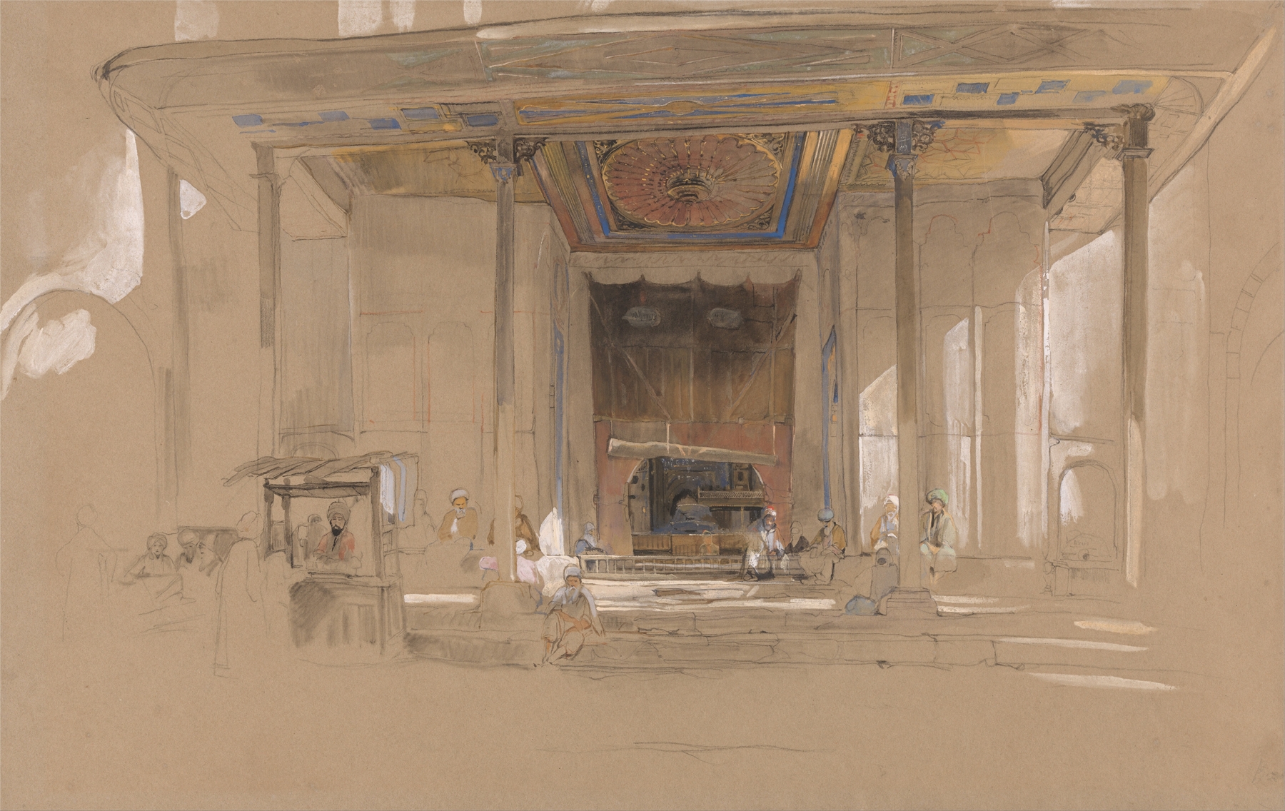 Main Entrance of Great Mosque, (Ulu cami) Bursa, Turkey,, by John Frederick Lewis, public domain