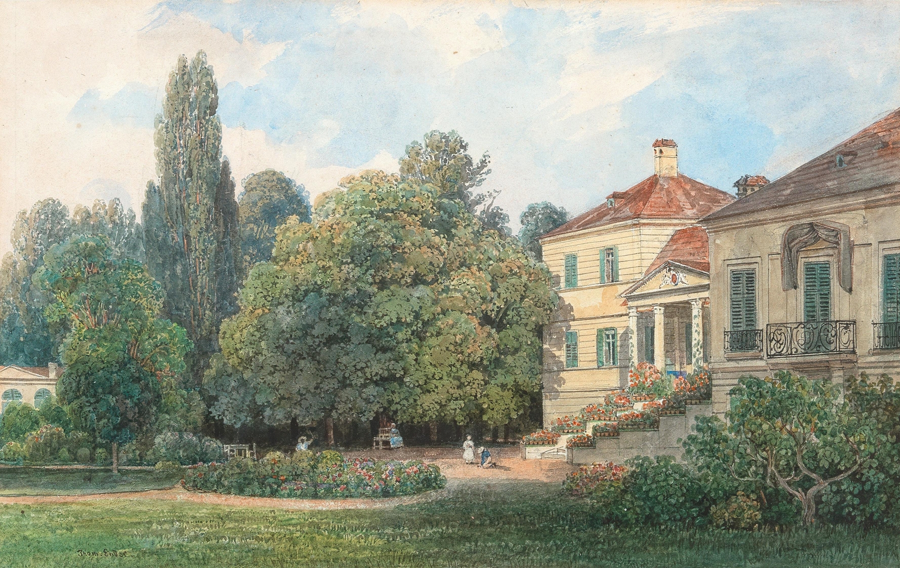 Villa in a park, by Thomas Ender, public domain